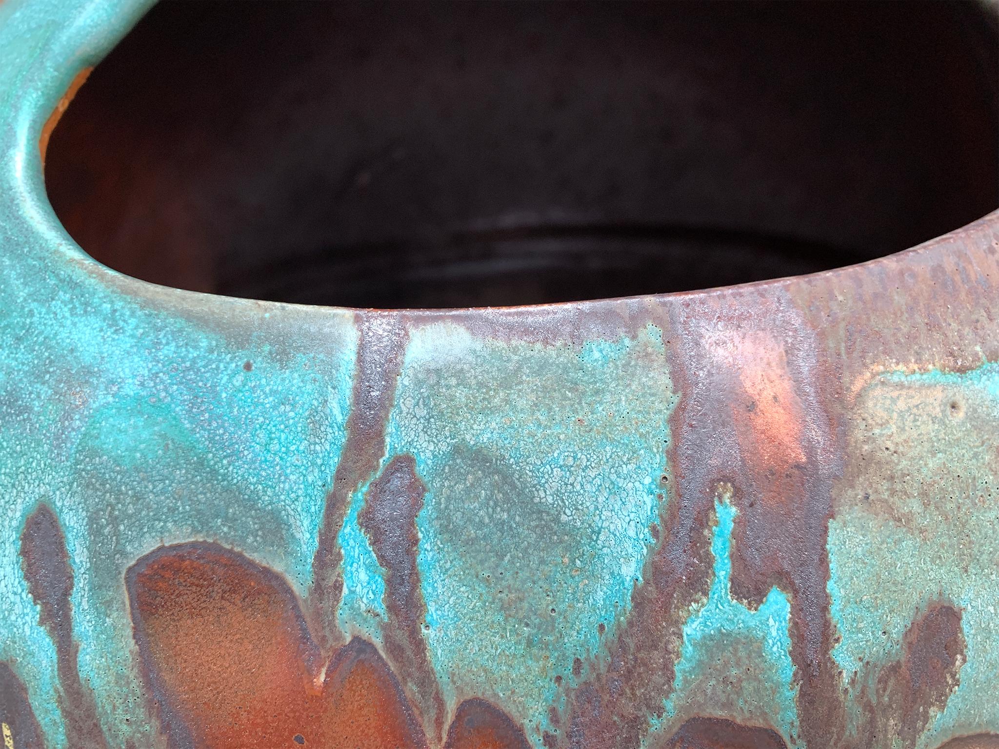 Thom Lussier Ceramic Vessel #3 - From the Oxidized Copper Collection For Sale 3