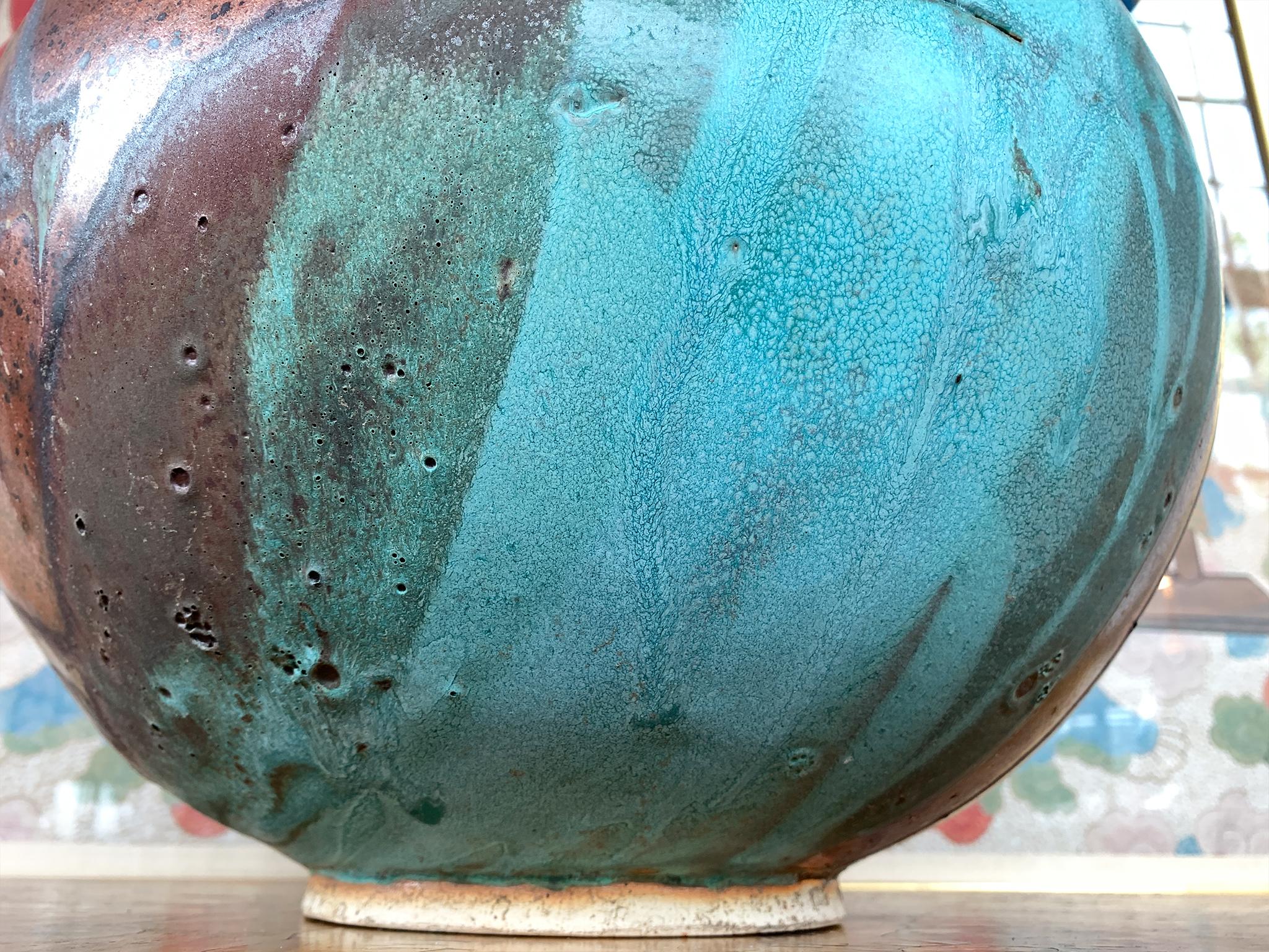 Thom Lussier Ceramic Vessel #3 - From the Oxidized Copper Collection For Sale 7