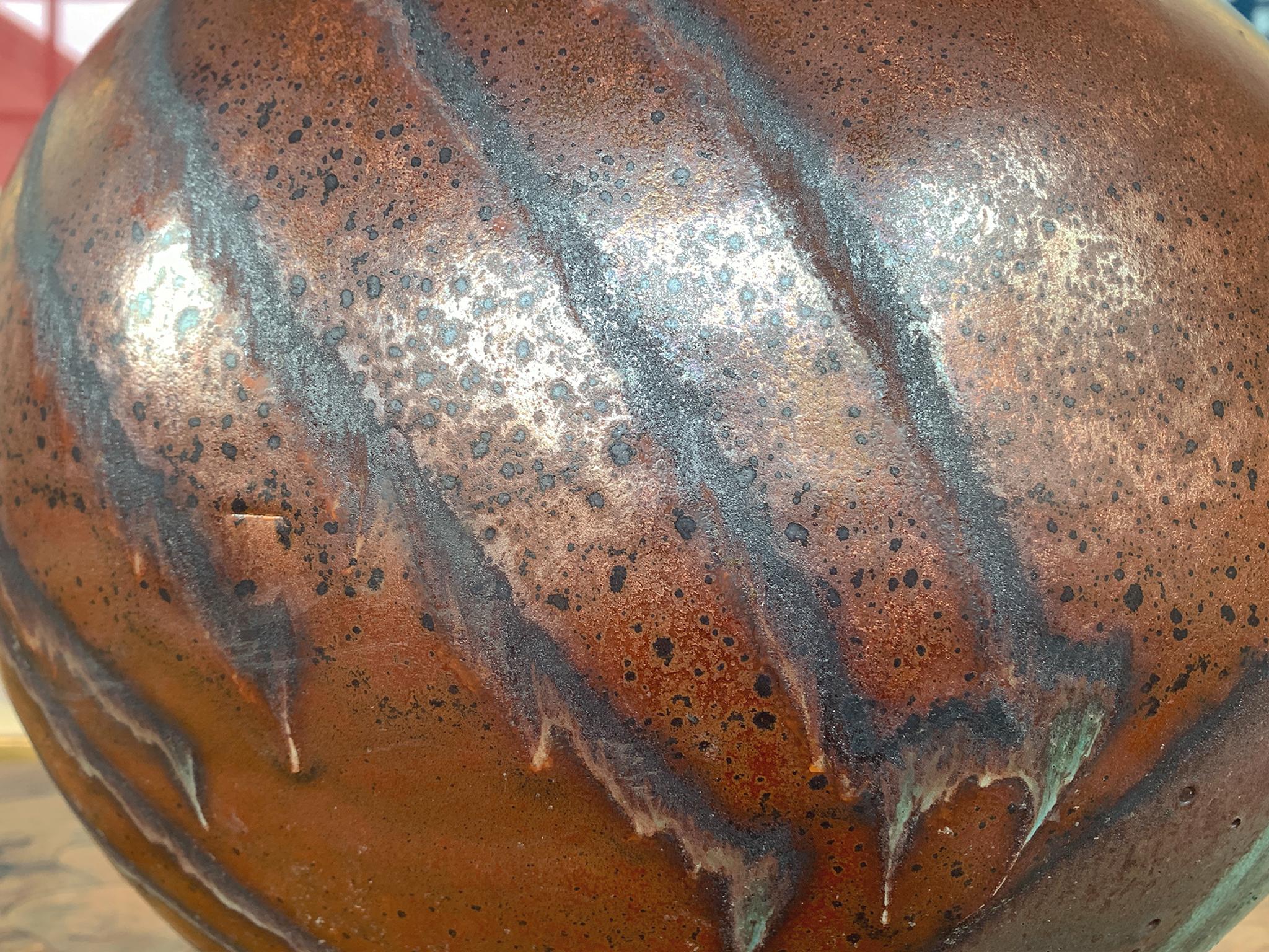 Thom Lussier Ceramic Vessel #3 - From the Oxidized Copper Collection For Sale 1