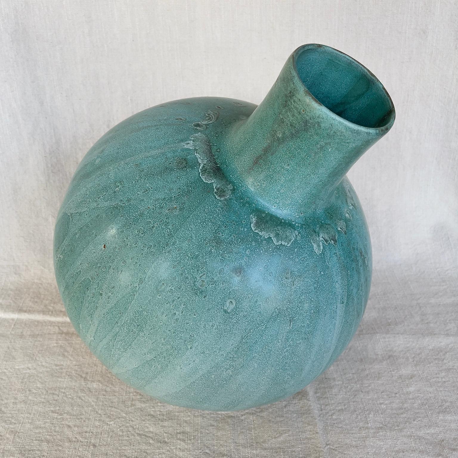 Glazed Thom Lussier Ceramic Vessel #4, from the Oxidized Copper Collection