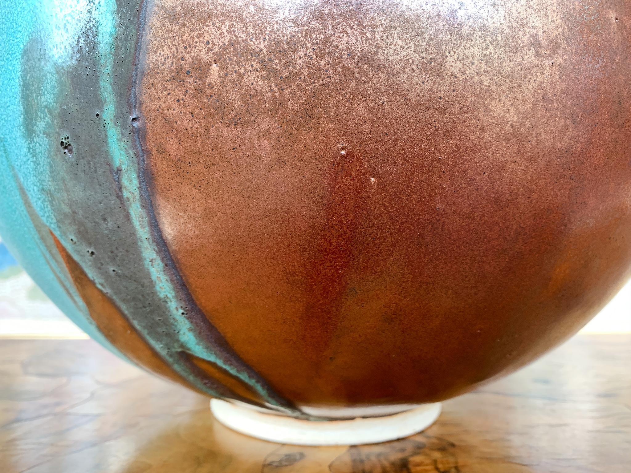 Thom Lussier Ceramic Vessel #7, from the Oxidized Copper Collection For Sale 5