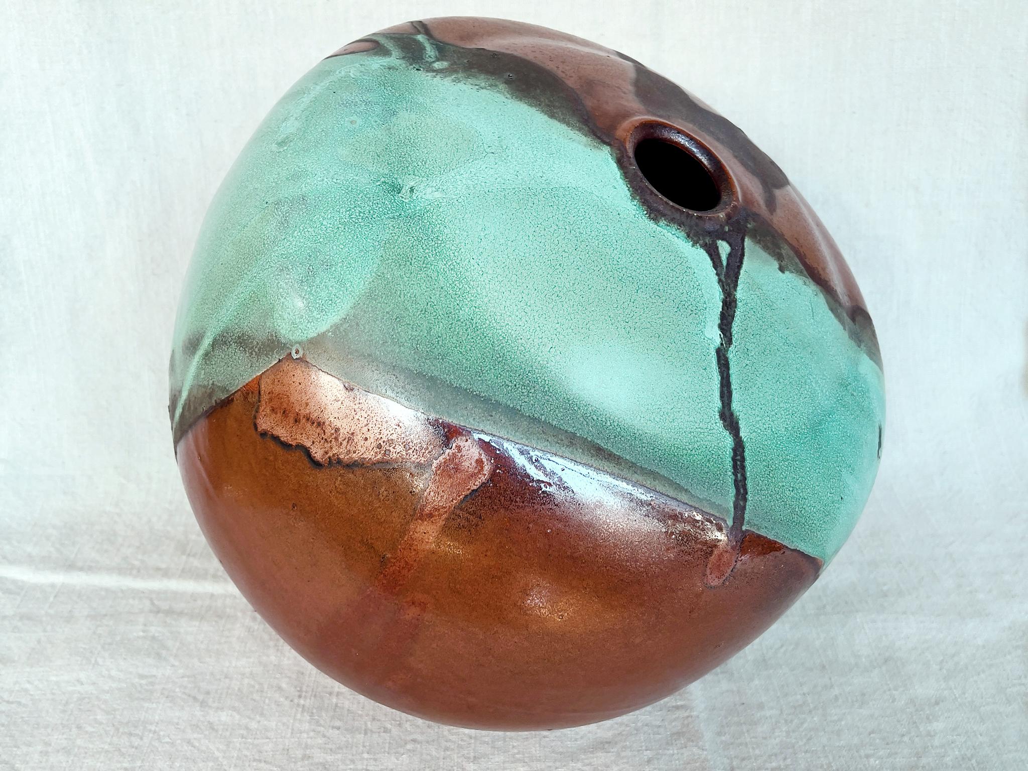 Thom Lussier Ceramic Vessel #7, from the Oxidized Copper Collection In New Condition For Sale In New York, NY