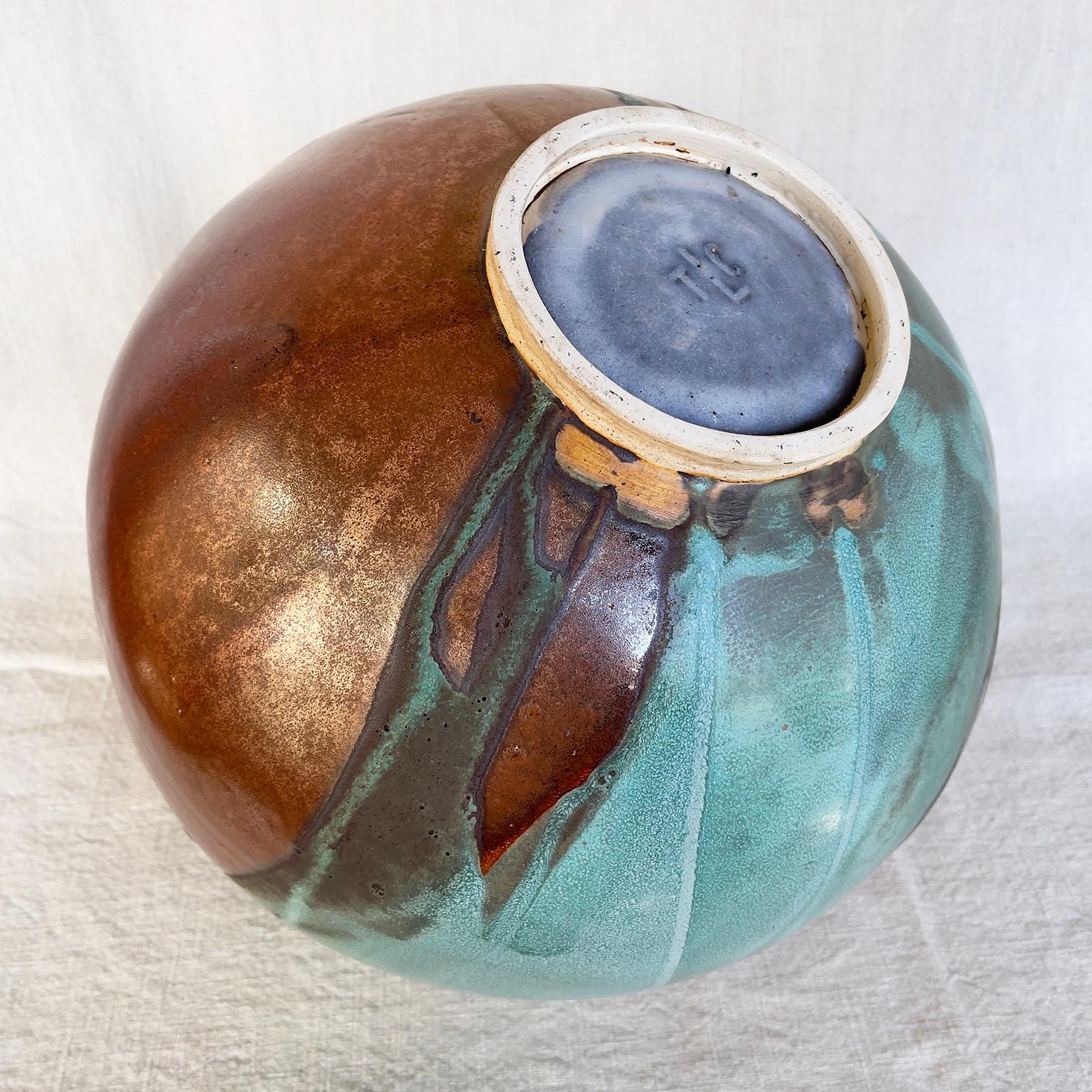 Contemporary Thom Lussier Ceramic Vessel #7, from the Oxidized Copper Collection For Sale