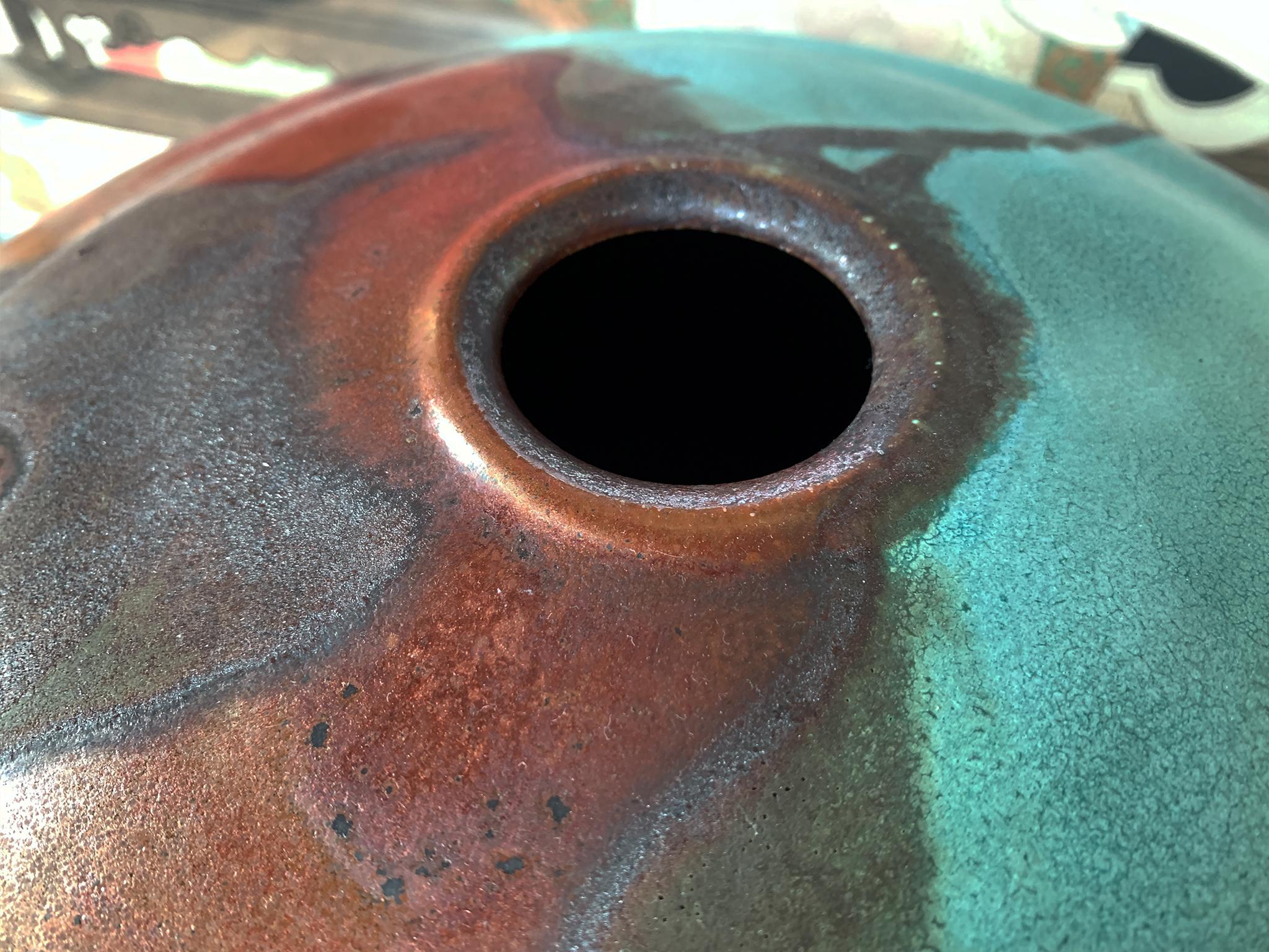 Thom Lussier Ceramic Vessel #7, from the Oxidized Copper Collection For Sale 1