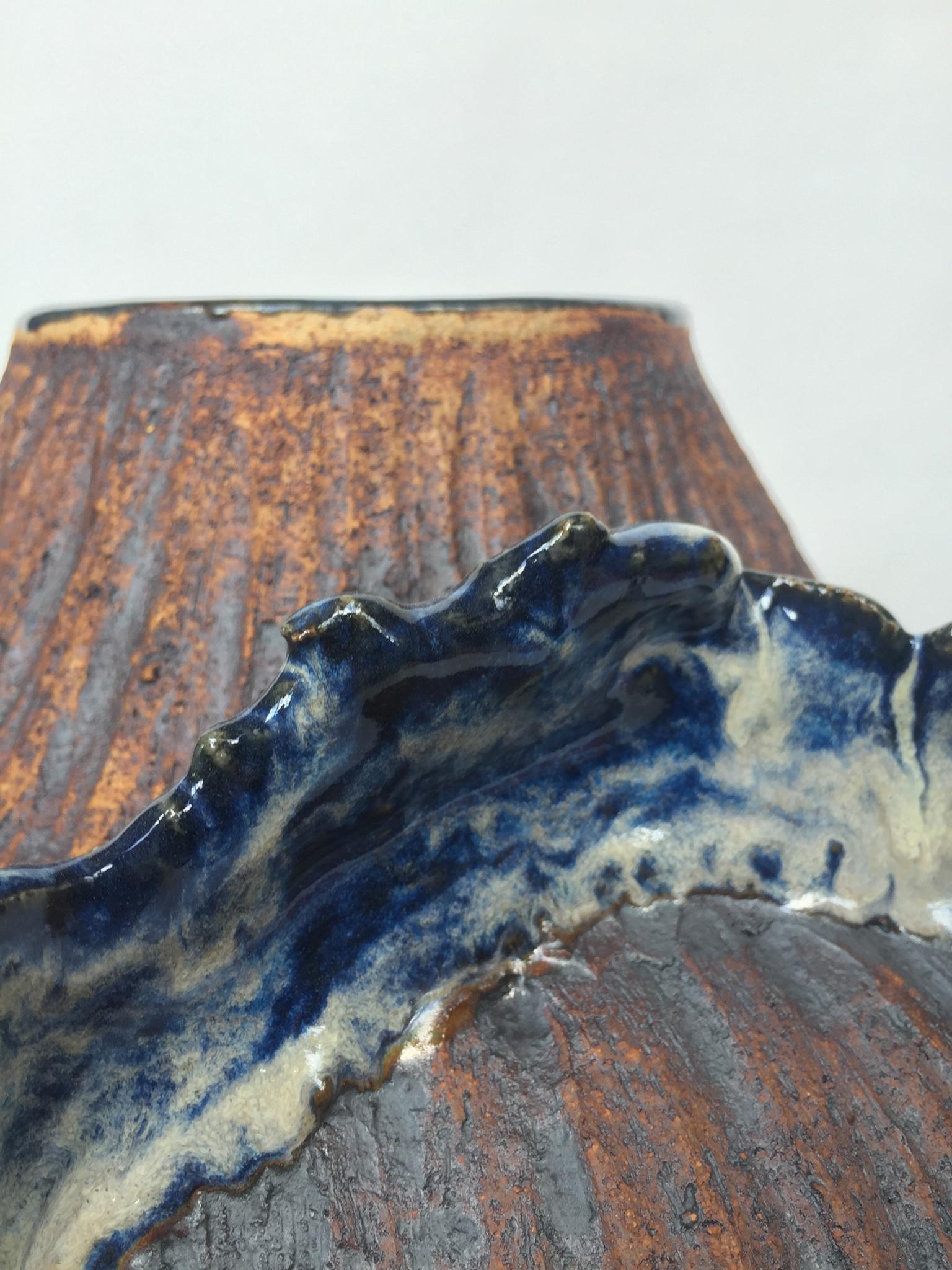 American Thom Lussier Glazed Ceramic Winged 'Fairy' Vase For Sale