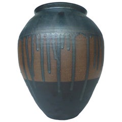 Thom Lussier Metallic Black Glazed Ceramic Urn