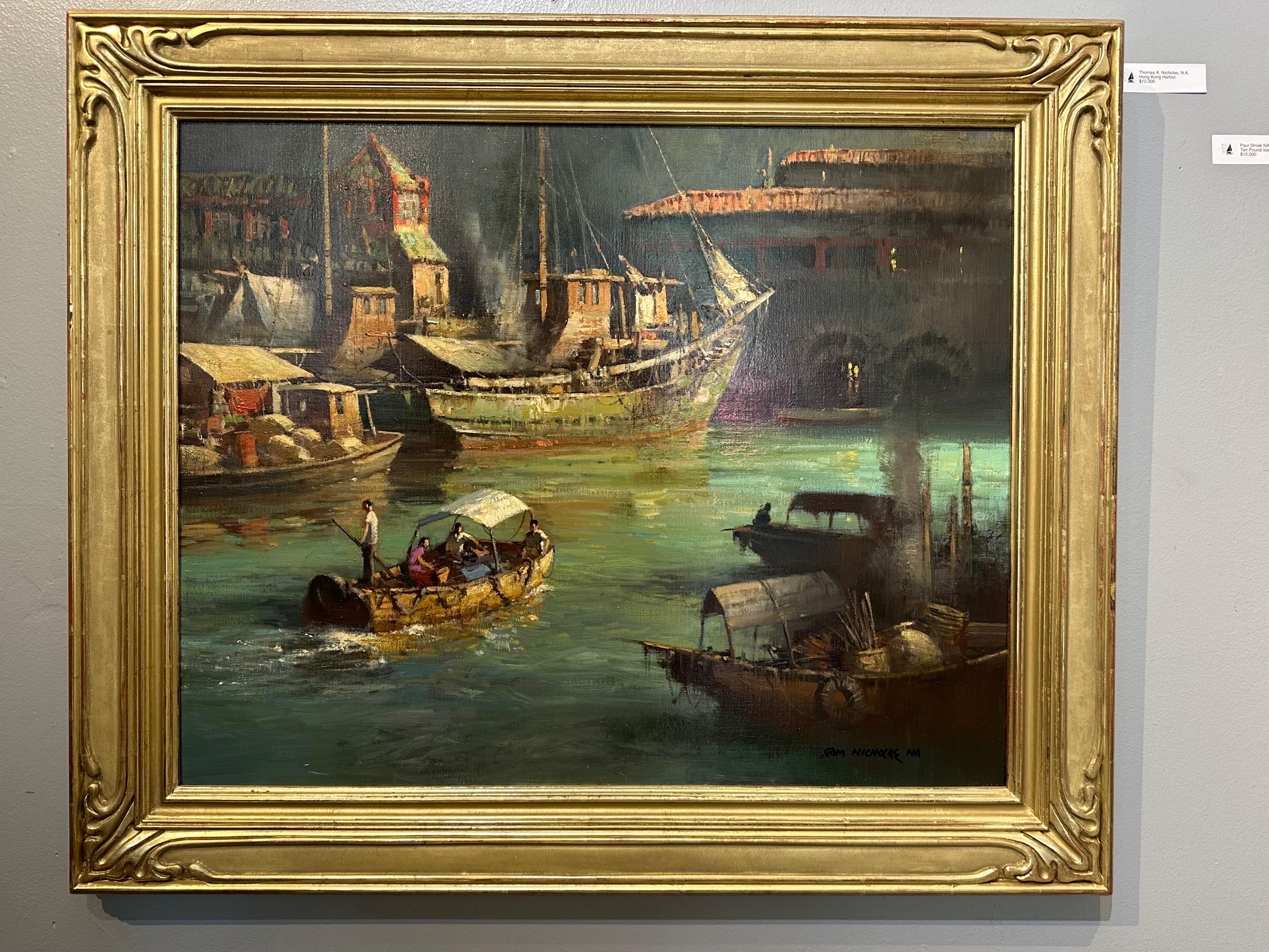 Port de Hong Kong - Painting de Thomas A. Nicholas