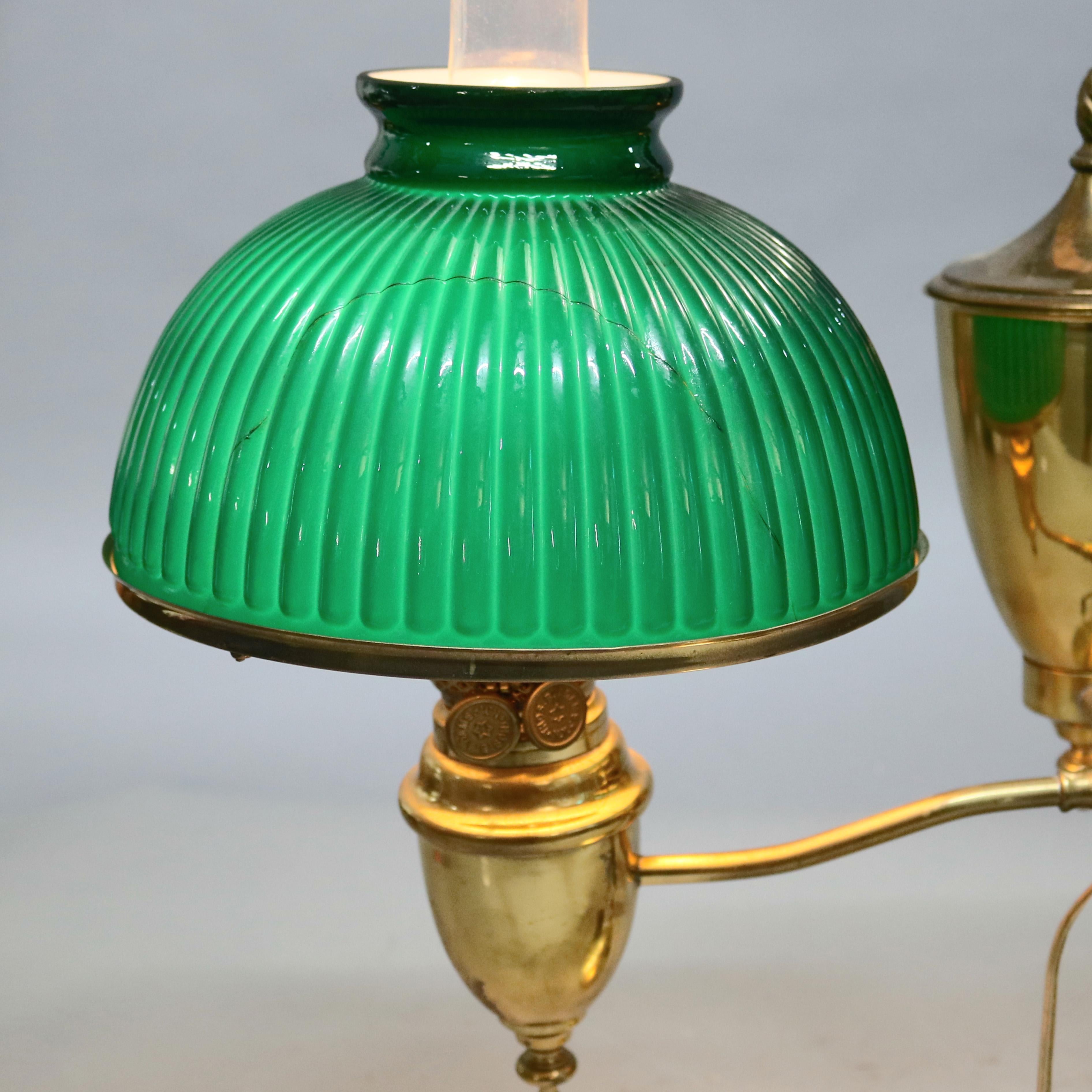 Thomas Adams Brass Double Student Lamp, circa 1940 3