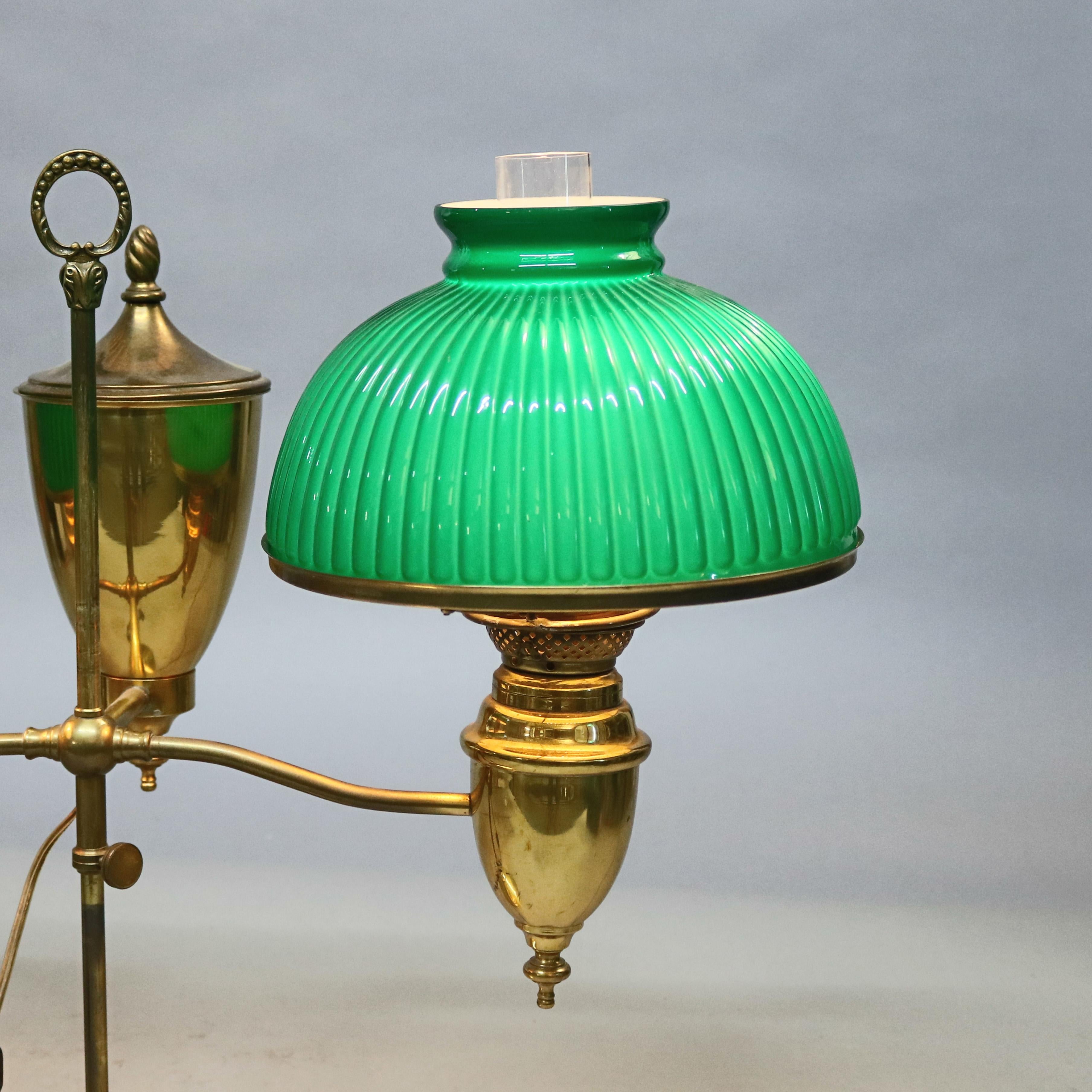 Thomas Adams Brass Double Student Lamp, circa 1940 4