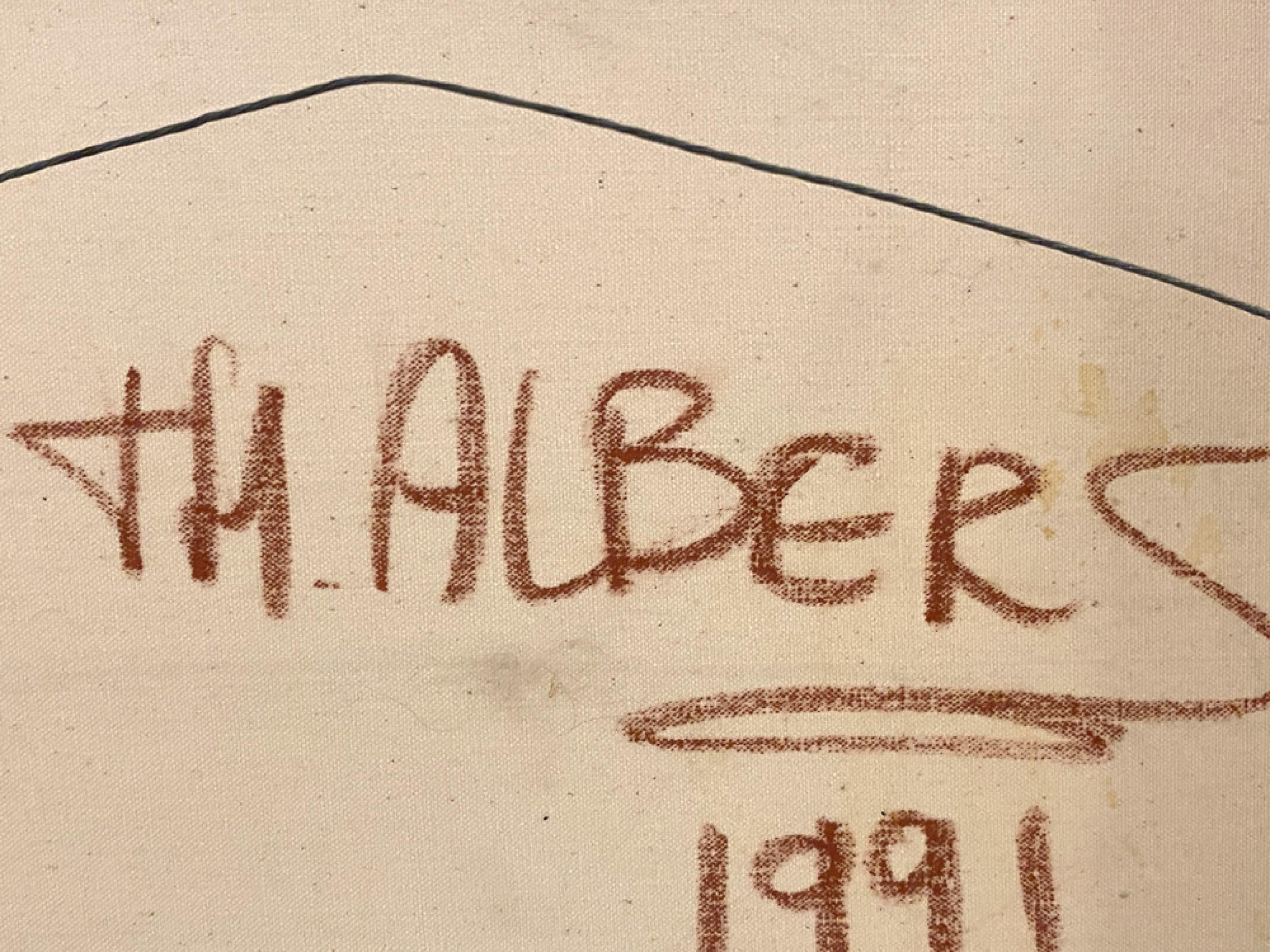 Niederländisches gerahmtes abstraktes Gemälde von Thomas Albers mit dem Titel „Arx Sapiens“ (1991) (Handbemalt) im Angebot