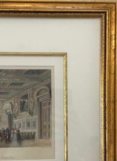19th Century Hand Coloured Etching ‘Saloon of Louis XIII, Fontainebleau’