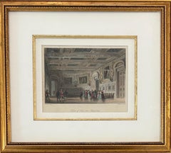 19th Century Hand Coloured Etching ‘Saloon of Louis XIII, Fontainebleau’