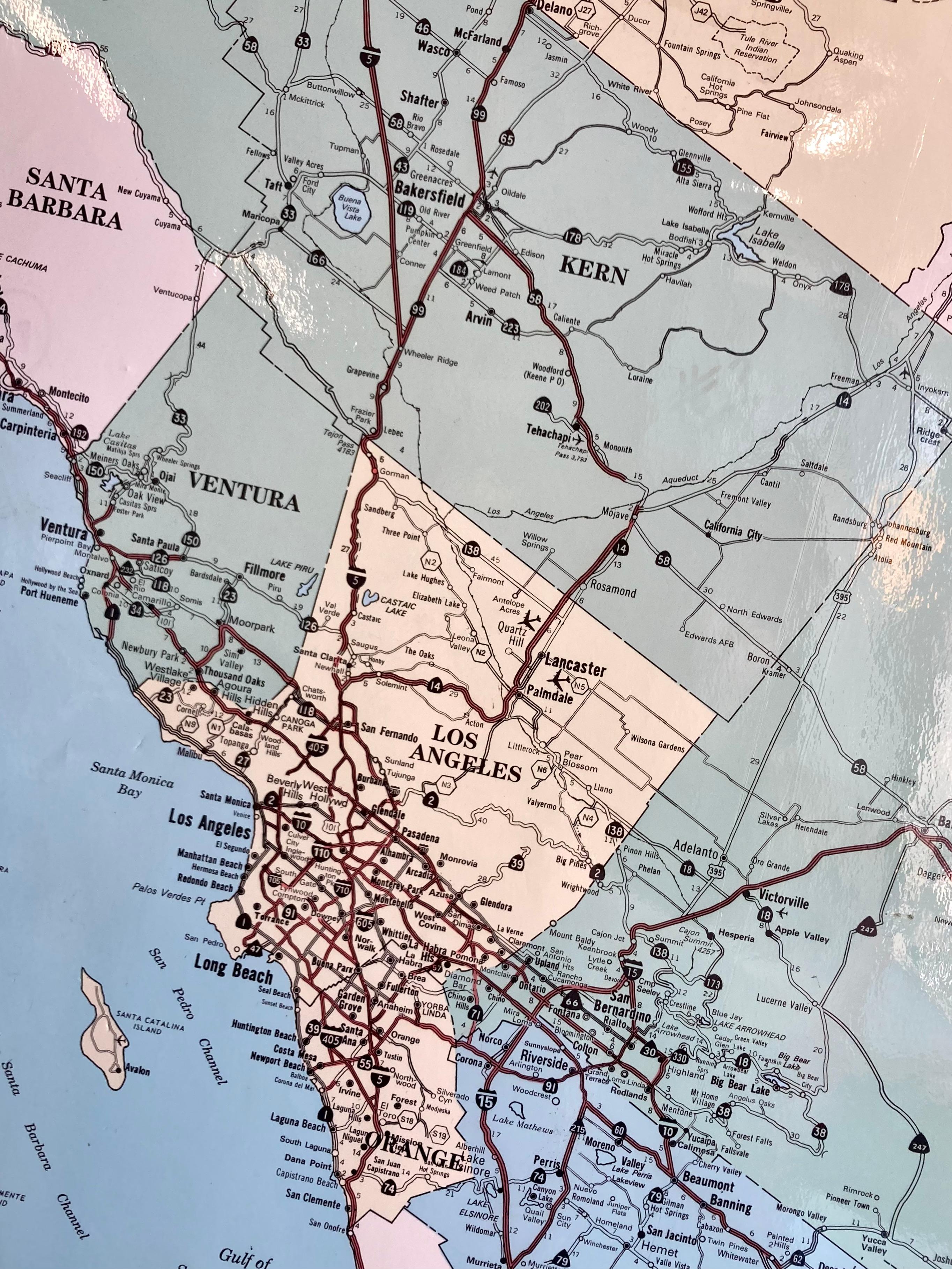 Thomas et consorts. Carte de l'État de Californie d'époque en vente 1