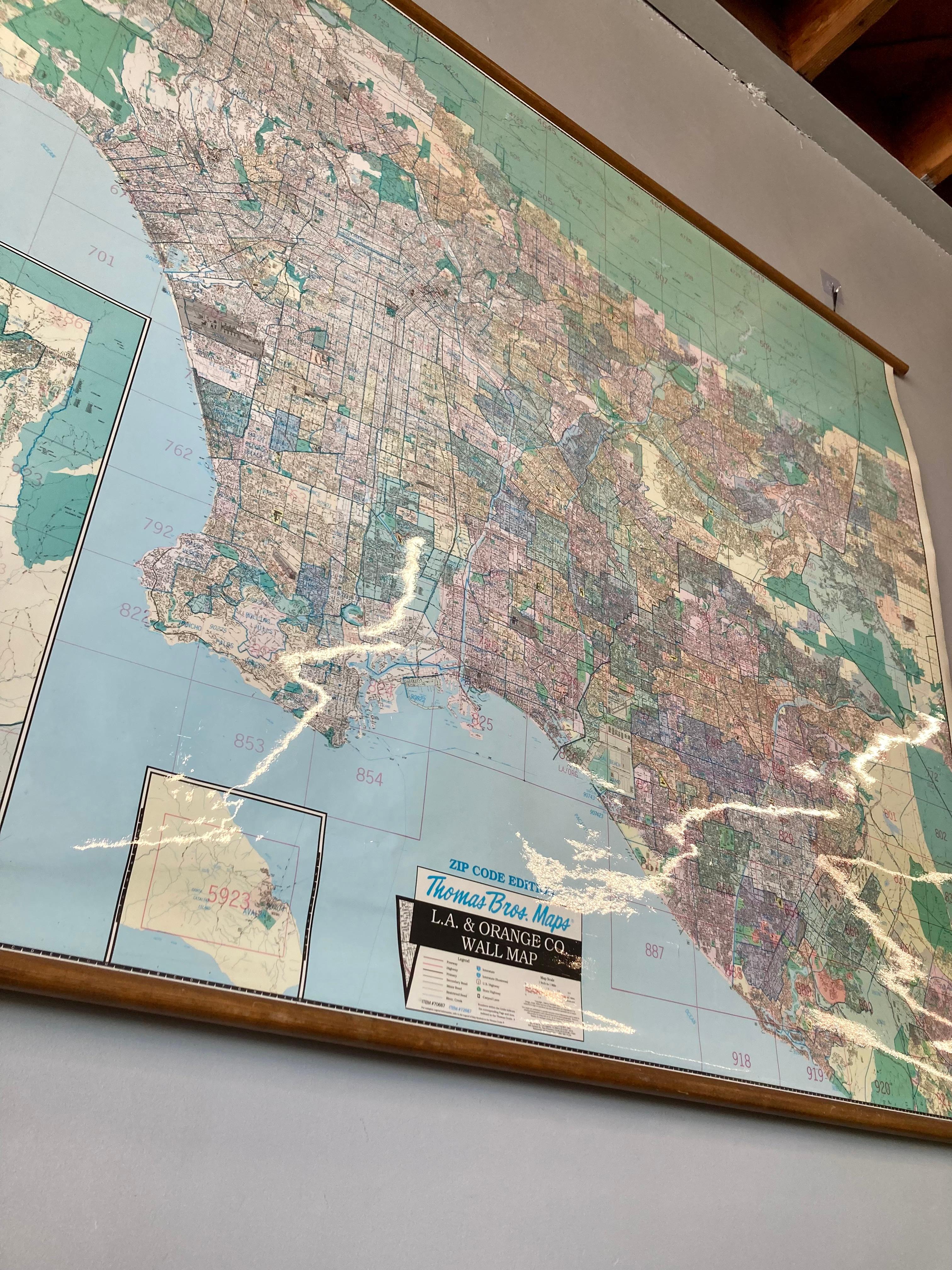 Thomas und Bros. Vintage Los Angeles und Orange County Karte (Holz)