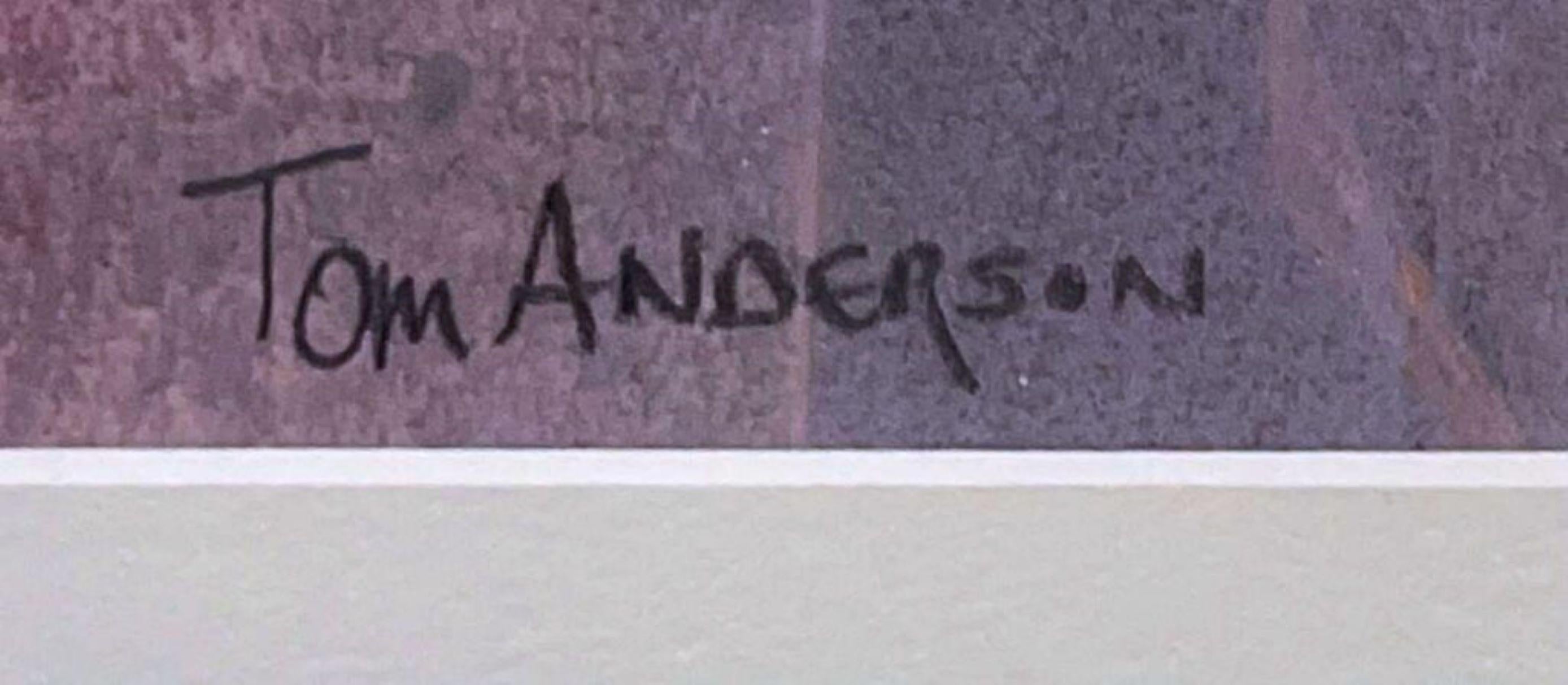 Thomas Anderson Abstract Expressionist painting on paper, unique, signed, Framed For Sale 2