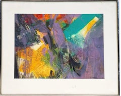 Abstrakt-expressionistisches Gemälde von Thomas Anderson auf Papier, einzigartig, signiert, gerahmt