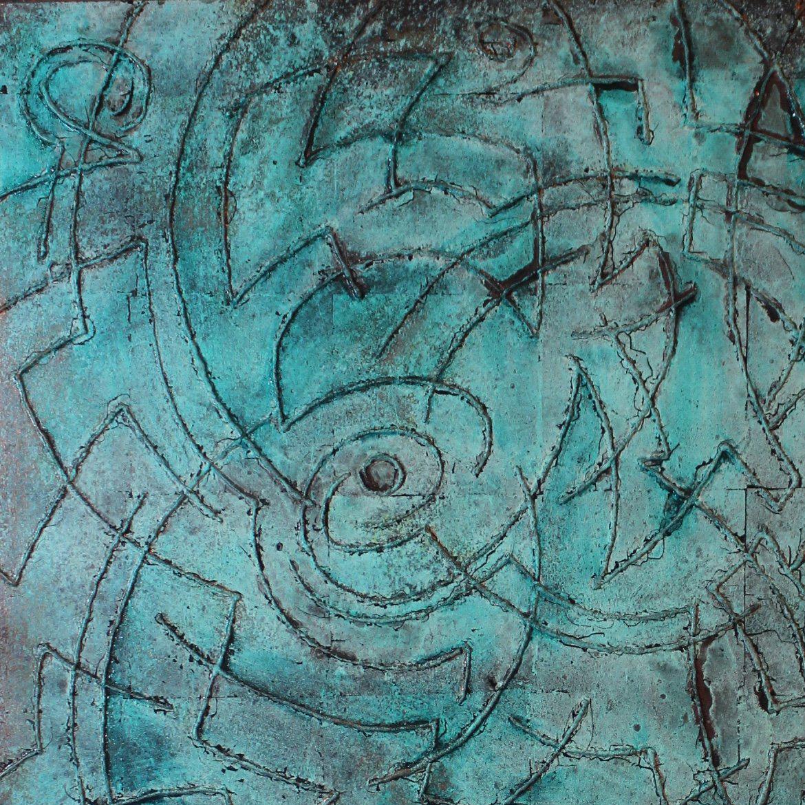 Blue Labyrinth - Abstract Geometric Mixed Media Art by Thomas Anderson