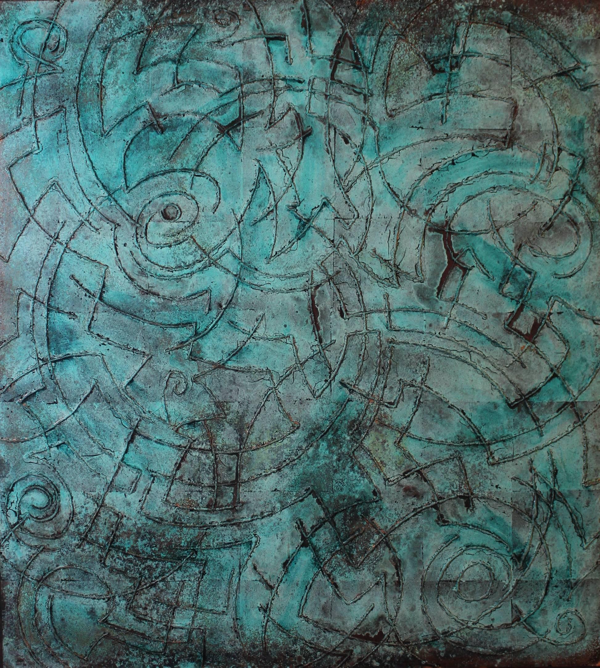 Blue Labyrinth wall sculpture 