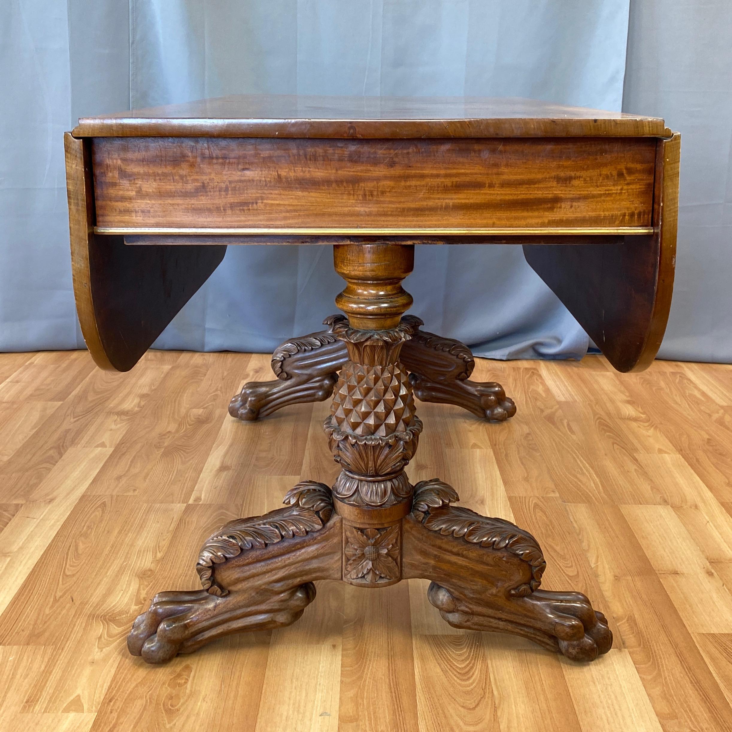 Thomas Astens American Classical Mahogany Drop-Leaf Dining Table, Early 1820s In Good Condition In San Francisco, CA