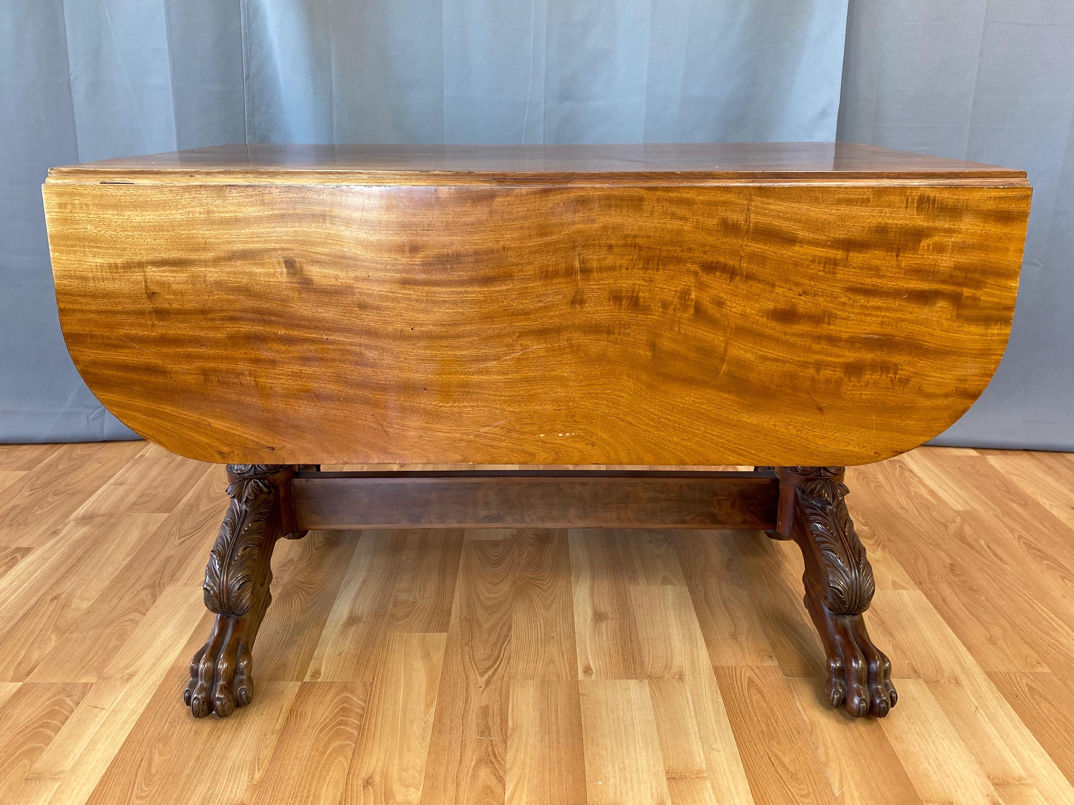 Early 19th Century Thomas Astens American Classical Mahogany Drop-Leaf Dining Table, Early 1820s