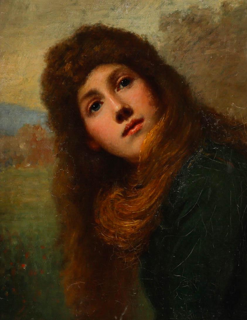 Attribué. Huile encadrée, beauté écossaise de Thomas Austen Brown (1859-1924) 1