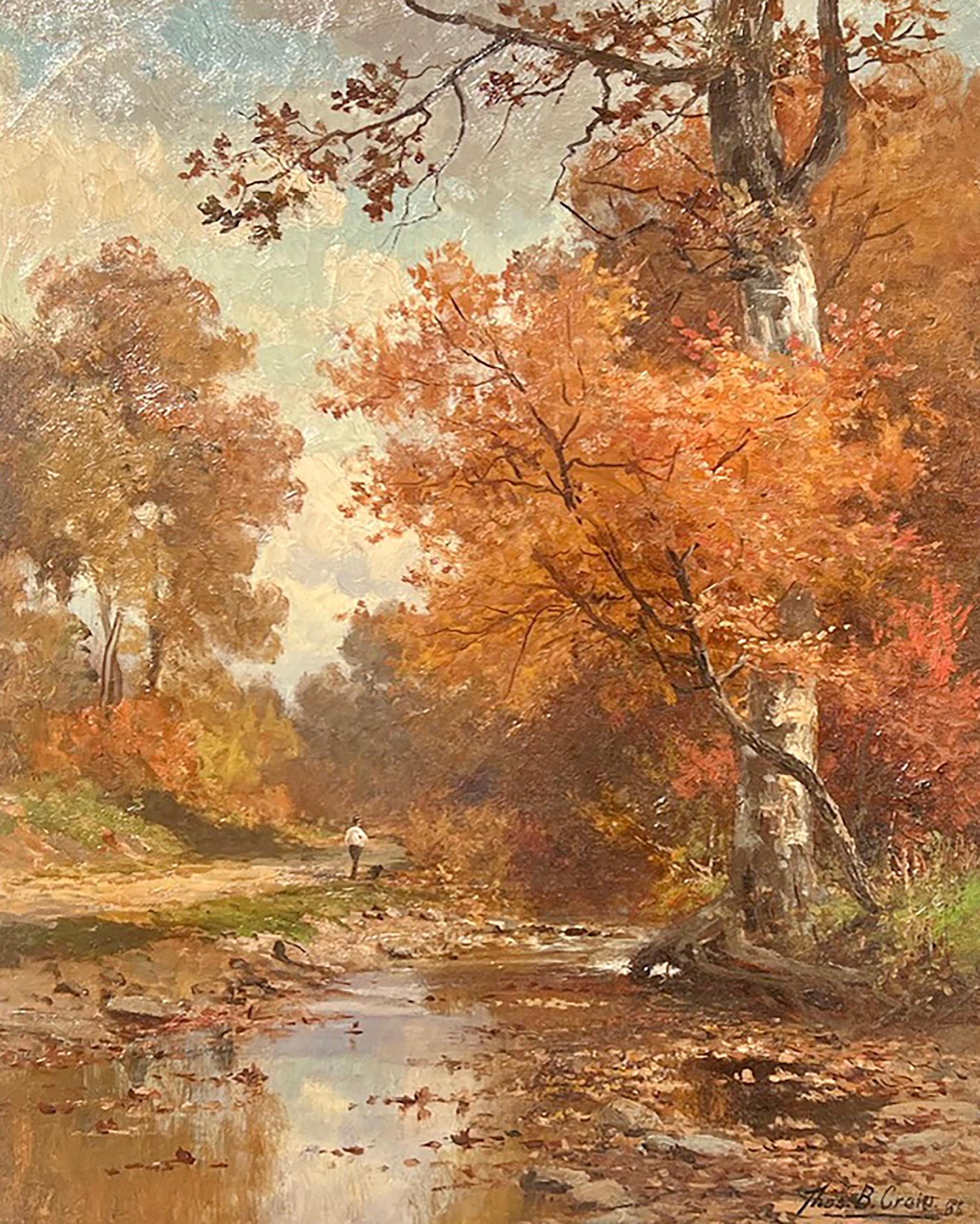 Autumn Stroll, 1885 by Hudson River School artist Thomas B. Craig (1849-1924) For Sale 1