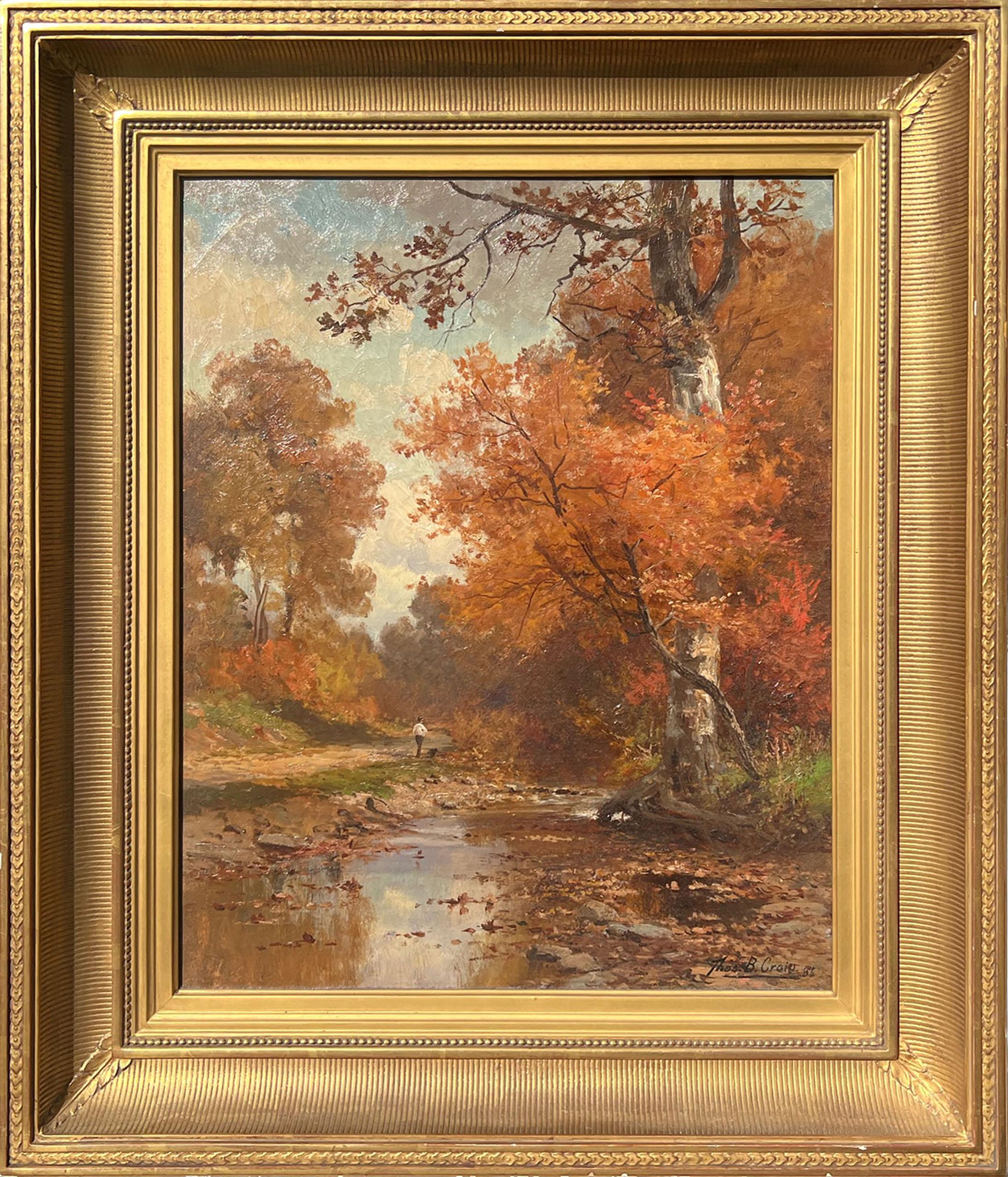 Paseo otoñal, 1885 por el artista de la Escuela del río Hudson Thomas B. Craig (1849-1924)