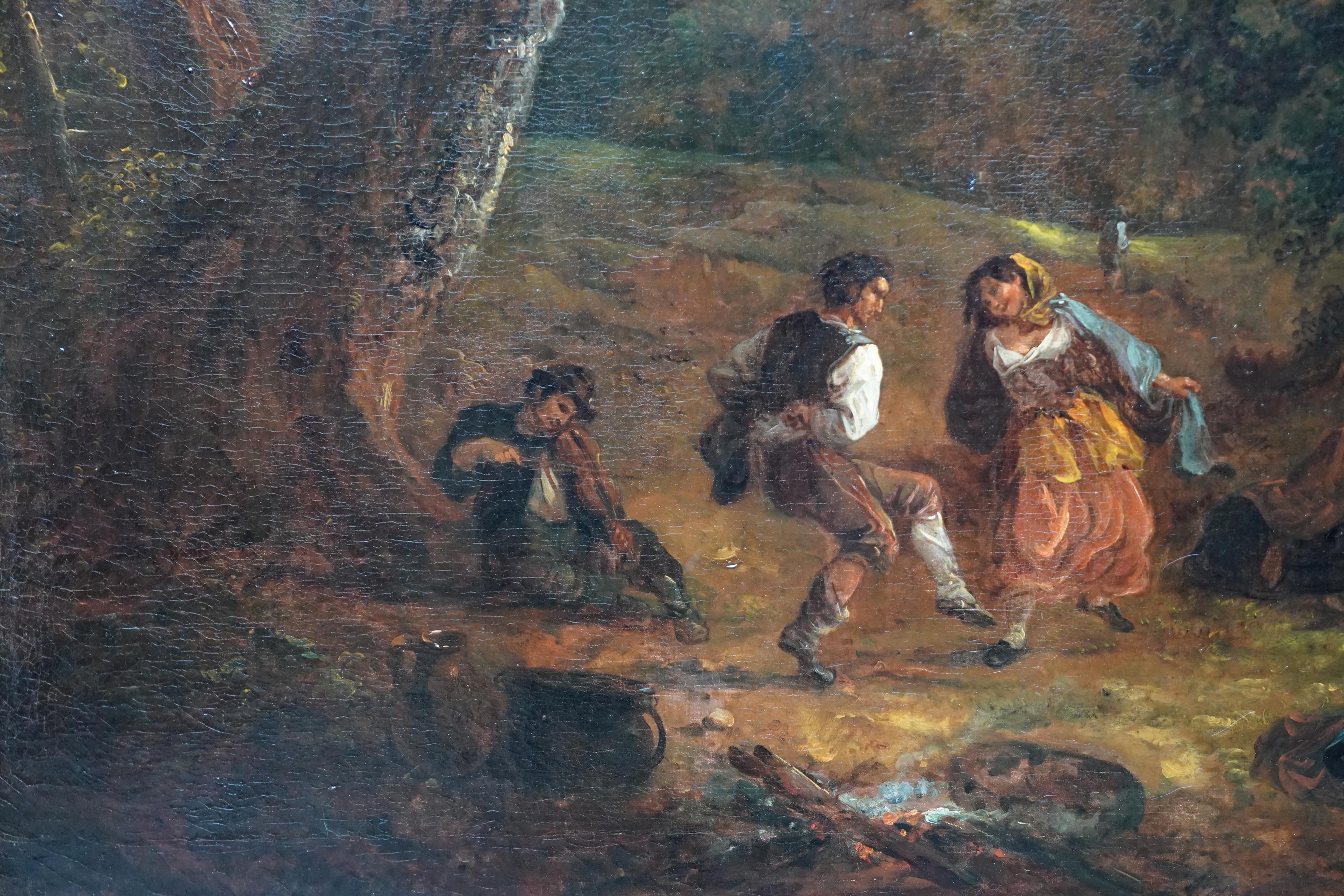 Dancers in a Landscape - British 19thC art figurative landscape oil painting For Sale 3