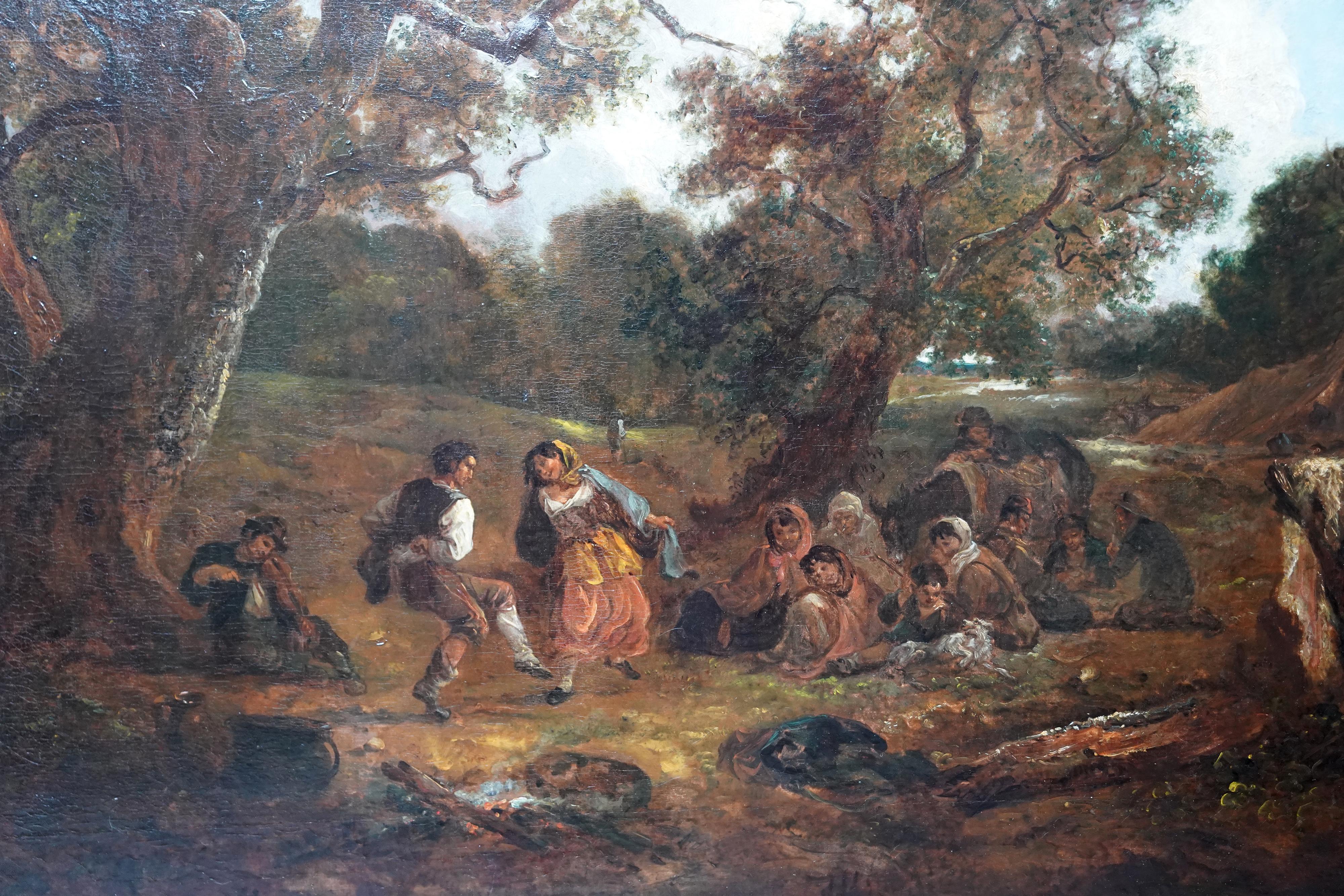Dancers in a Landscape - British 19thC art figurative landscape oil painting For Sale 4