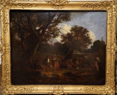 Dancers in a Landscape - British 19thC art figurative landscape oil painting