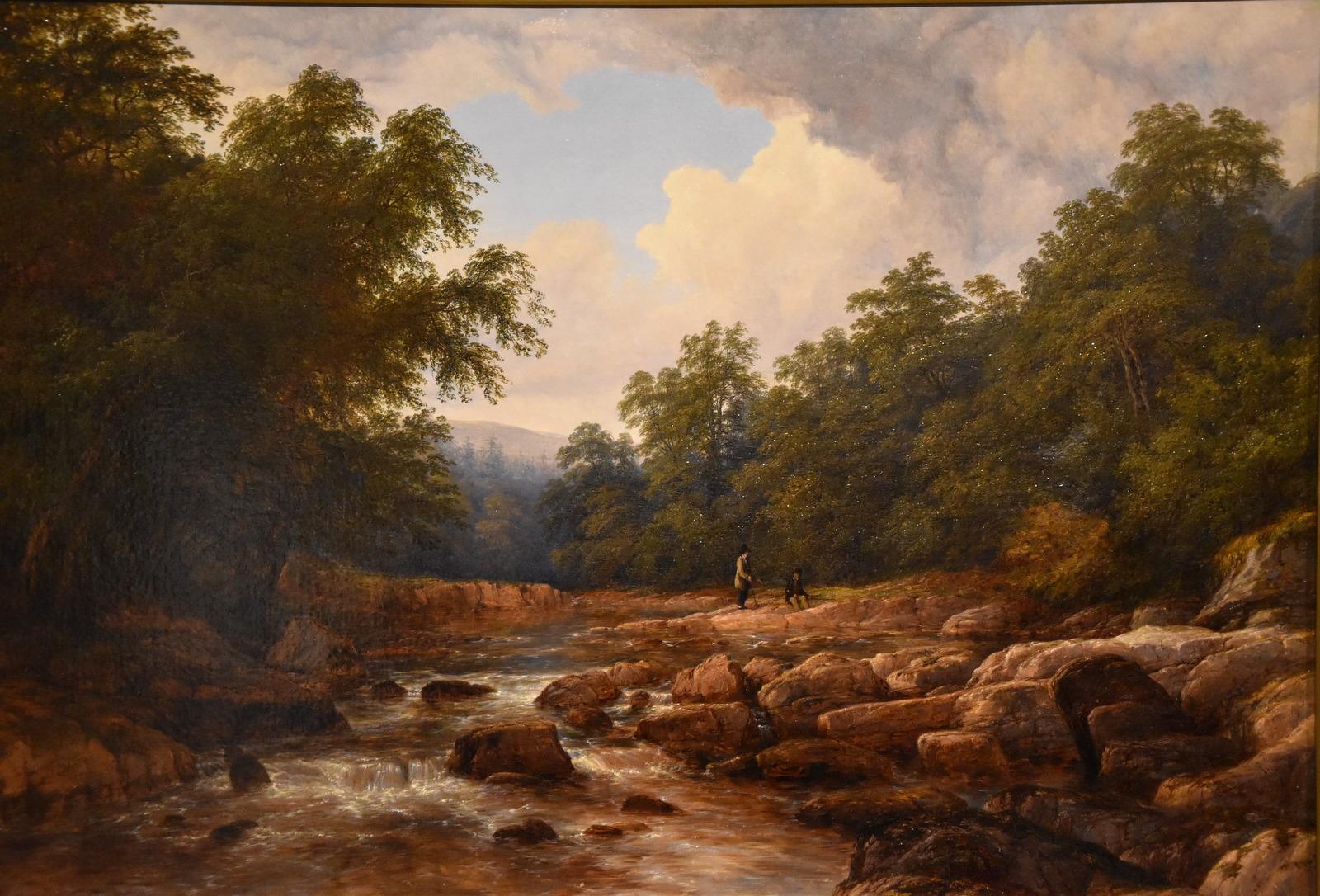 Thomas Baker of Leamington Landscape Painting - Oil Painting by Thomas Baker "On the Usk"
