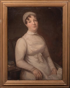 Antique Portrait of Anna Maria Porter, early 19th Century  attributed to THOMAS BARBER