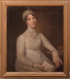 Antique Portrait of Jane Porter, early 19th Century  attributed to THOMAS BARBER