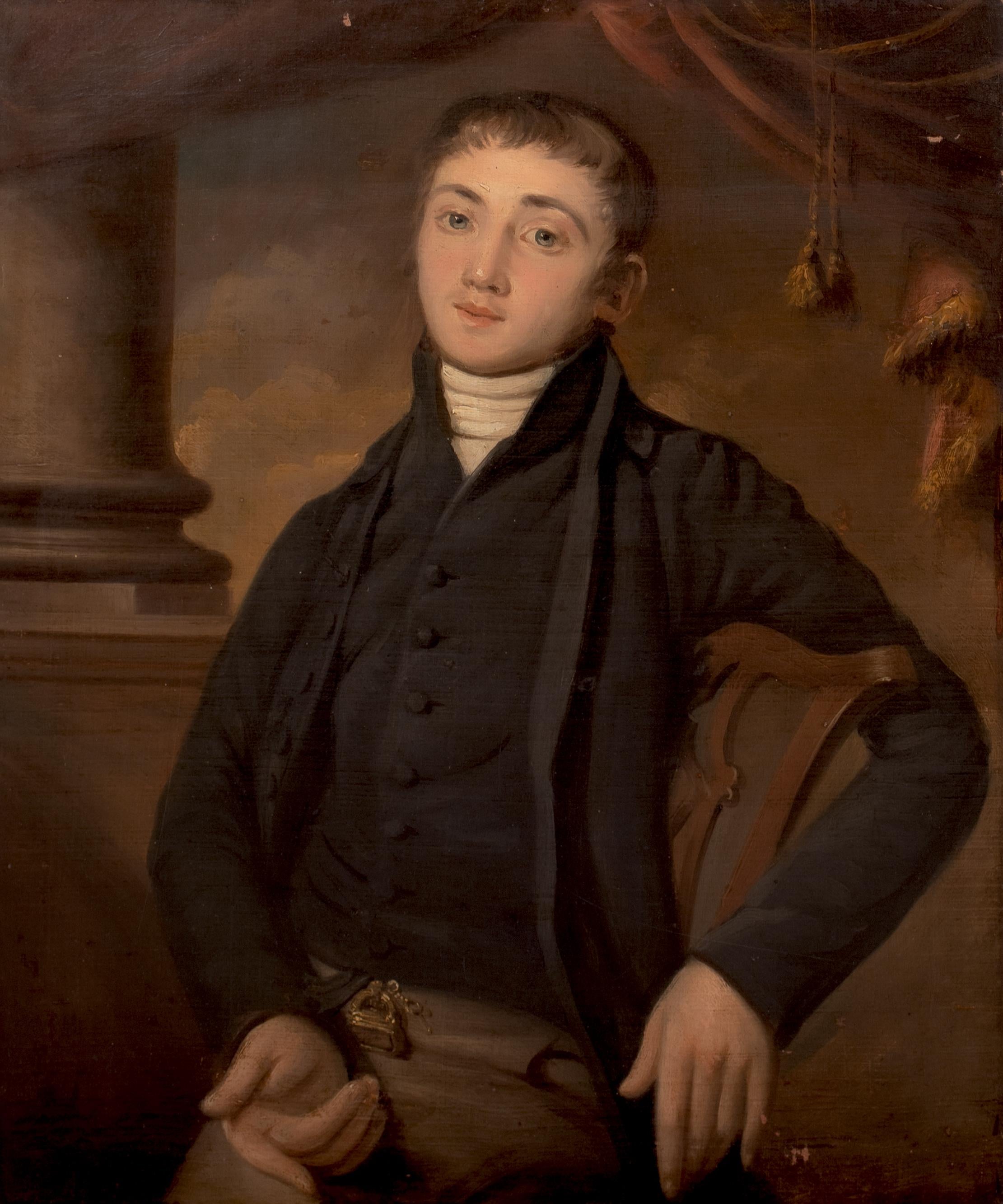 Portrait of Sir Robert Ker Porter, early 19th Century - Brown Portrait Painting by Thomas Barber