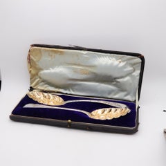 Thomas Barker 1825 London Georgian Pair of Fruit Spoons in Gilded .925 Sterling