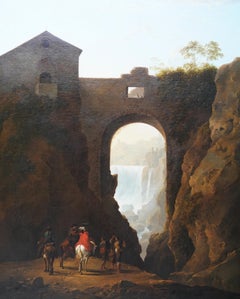 Tivoli Waterfall through Ponte Lupo - British Old Master landscape oil painting