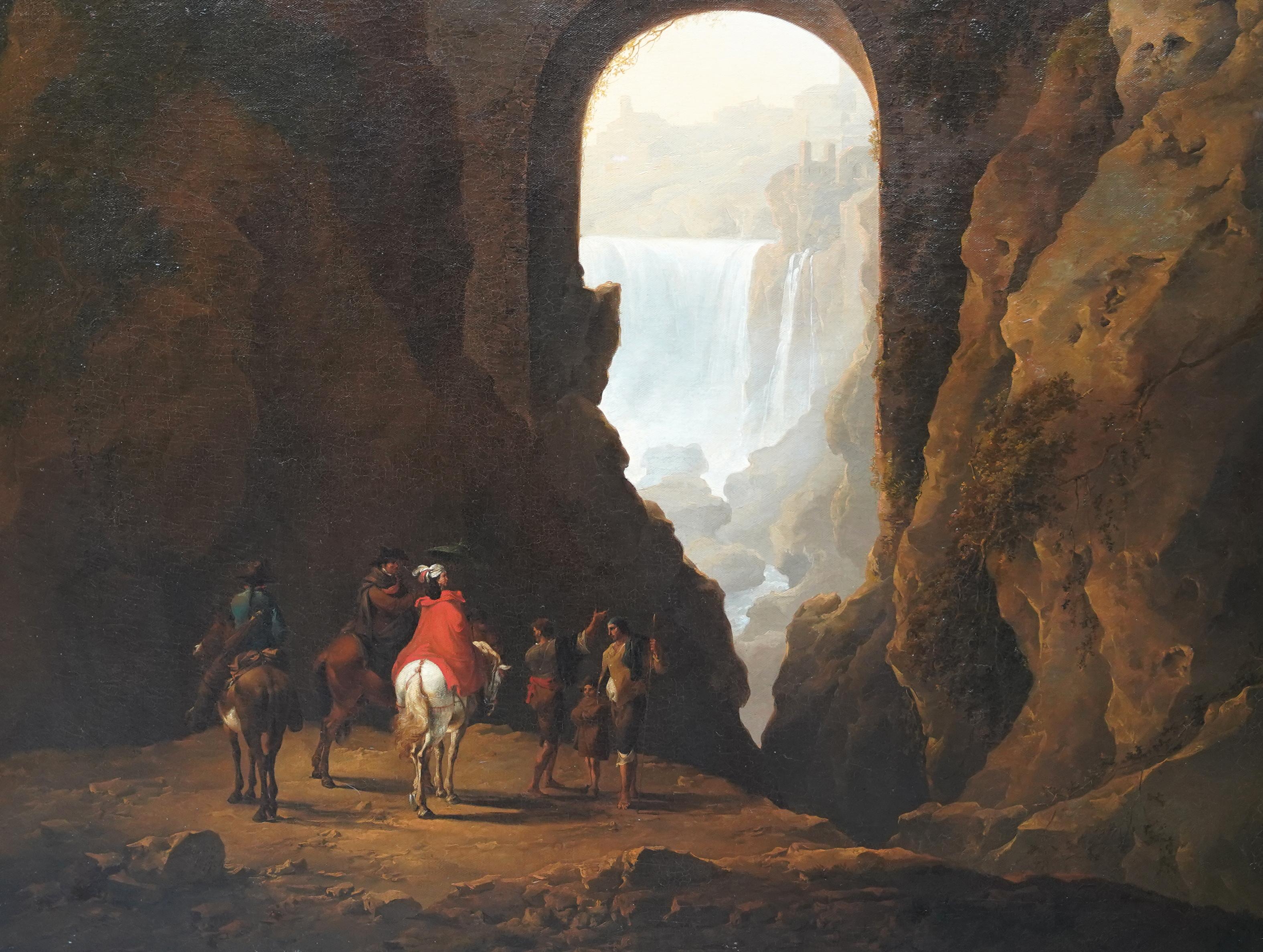 Tivoli Waterfall through Ponte Lupo - British Old Master landscape oil painting - Old Masters Painting by Thomas Barker of Bath