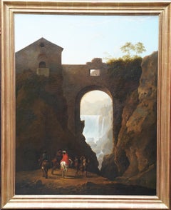 Antique Tivoli Waterfall through Ponte Lupo - British Old Master landscape oil painting