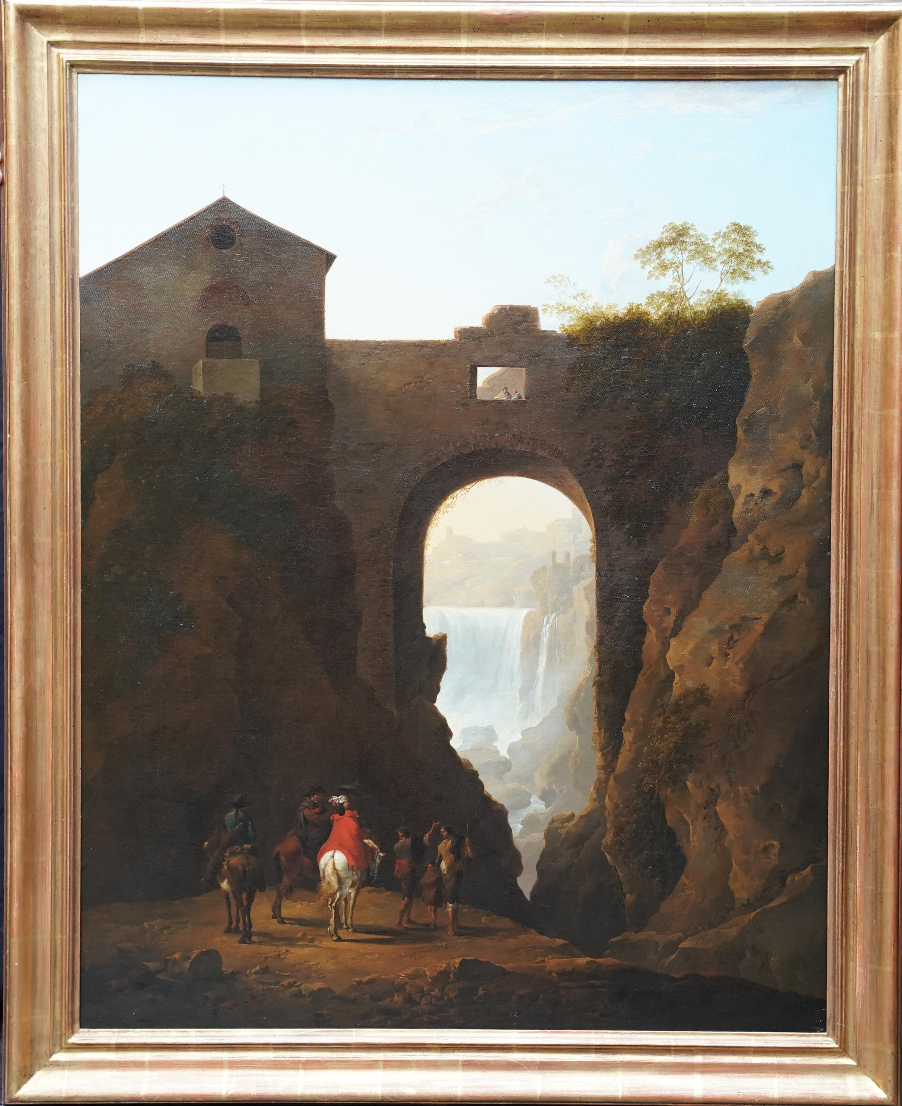 Thomas Barker of Bath Landscape Painting - Tivoli Waterfall through Ponte Lupo - British Old Master landscape oil painting