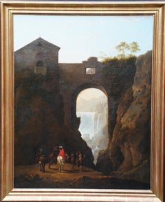 Tivoli Waterfall through Ponte Lupo - British Old Master landscape oil painting