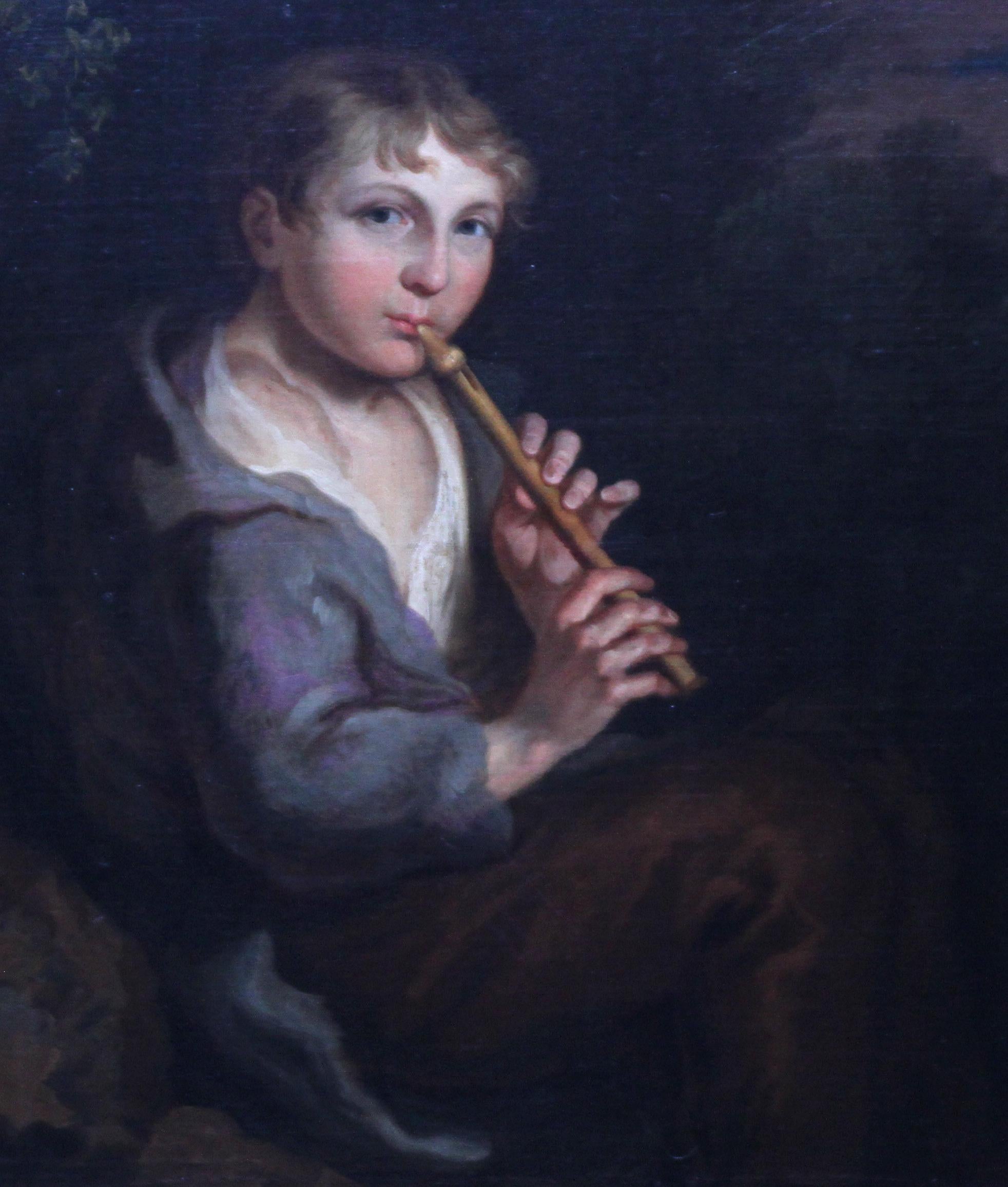 boy playing flute painting