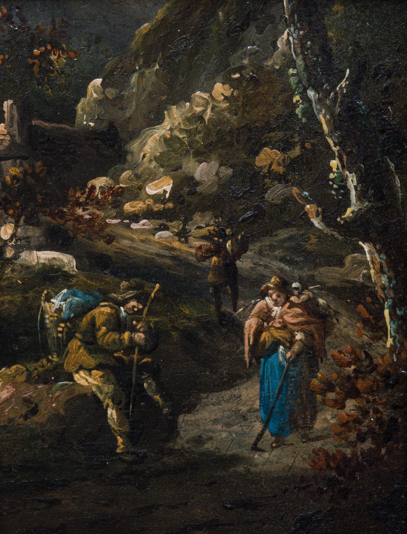 Ein kleines altes Gemälde, das Rocky Path genannt wird, mit Figuren (Braun), Figurative Painting, von Thomas Barker of Bath