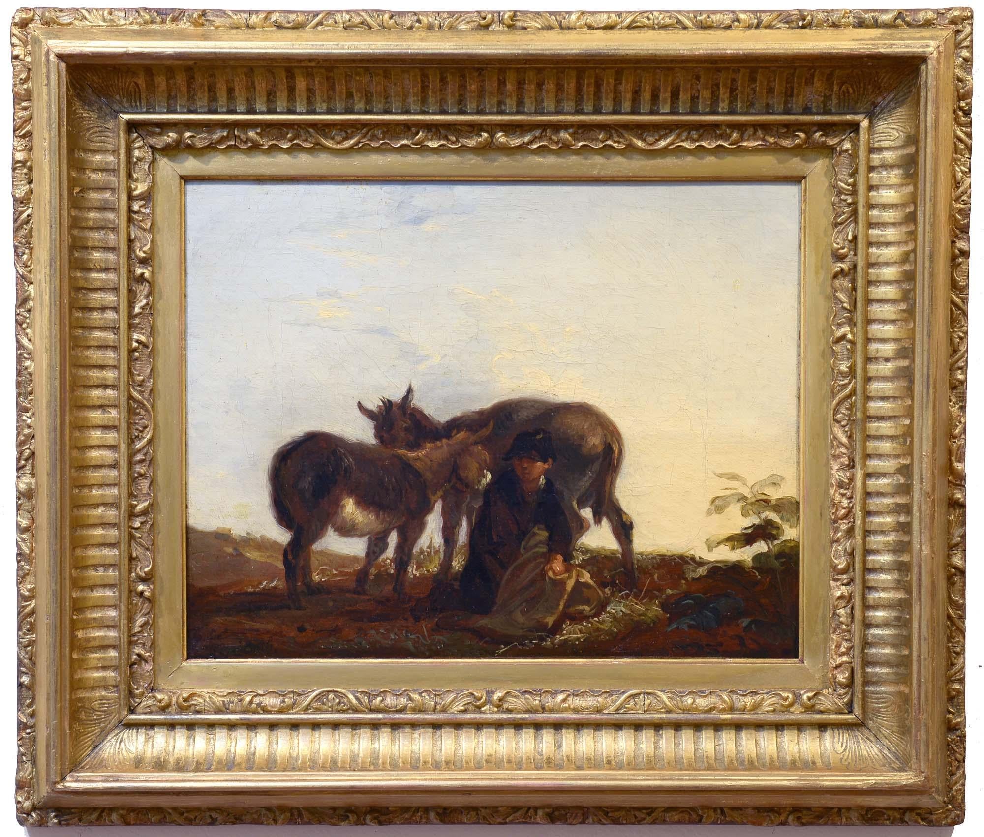 Day's End, Realist, Donkeys, Figure, Genre, Landscape, Tate, British Museum - Painting by Thomas Barker of Bath