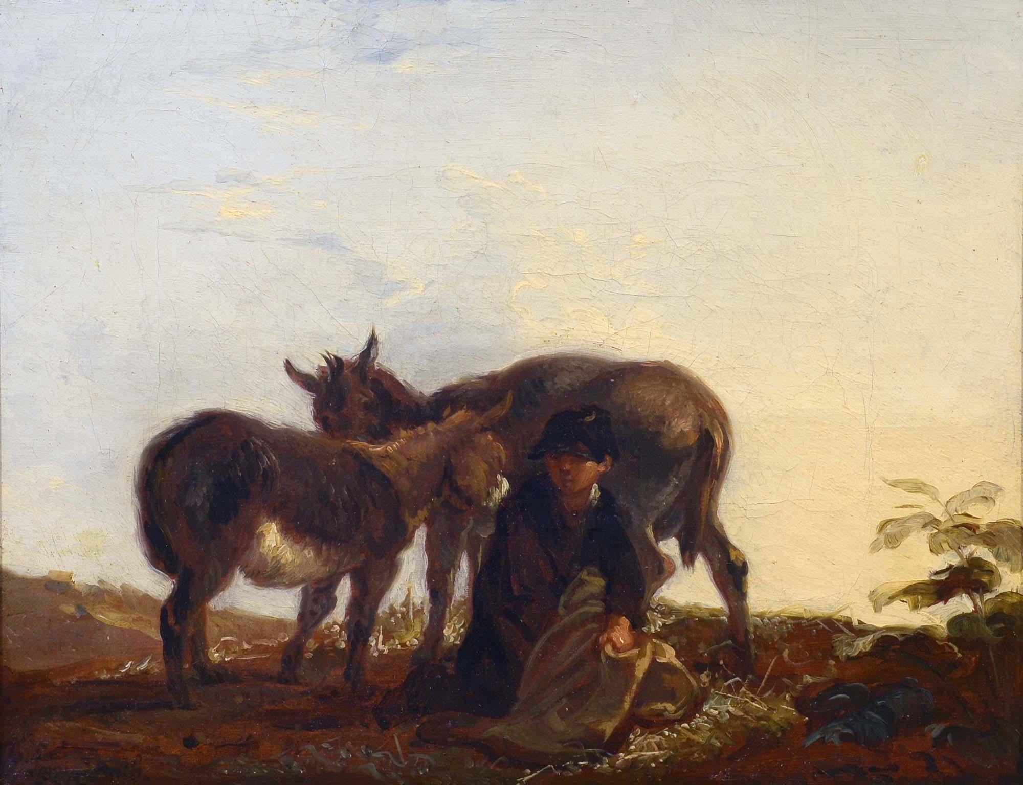 Thomas Barker of Bath Animal Painting - Day's End, Realist, Donkeys, Figure, Genre, Landscape, Tate, British Museum