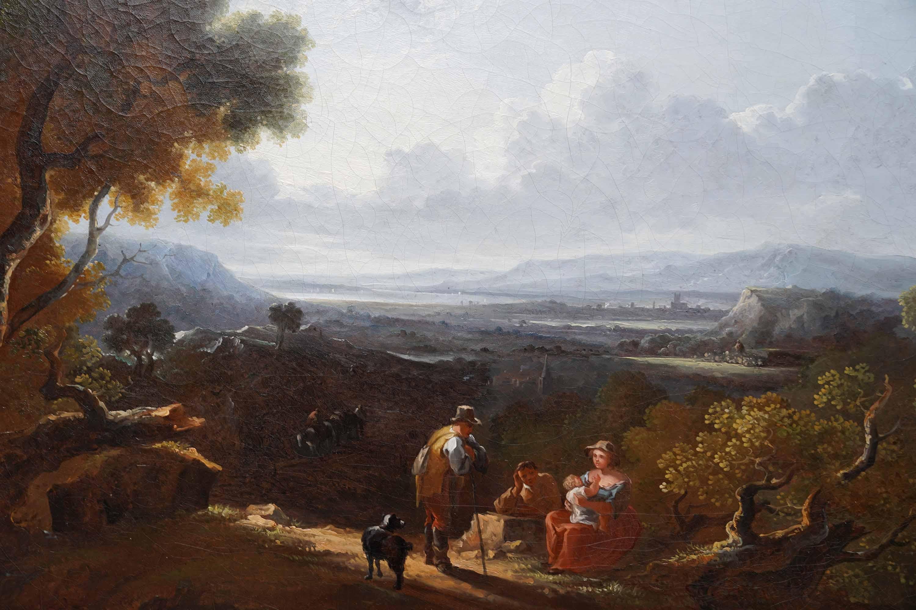 View from Leckhampton Hill with Gloucester - British Old Master art oil painting - Old Masters Painting by Thomas Barker of Bath