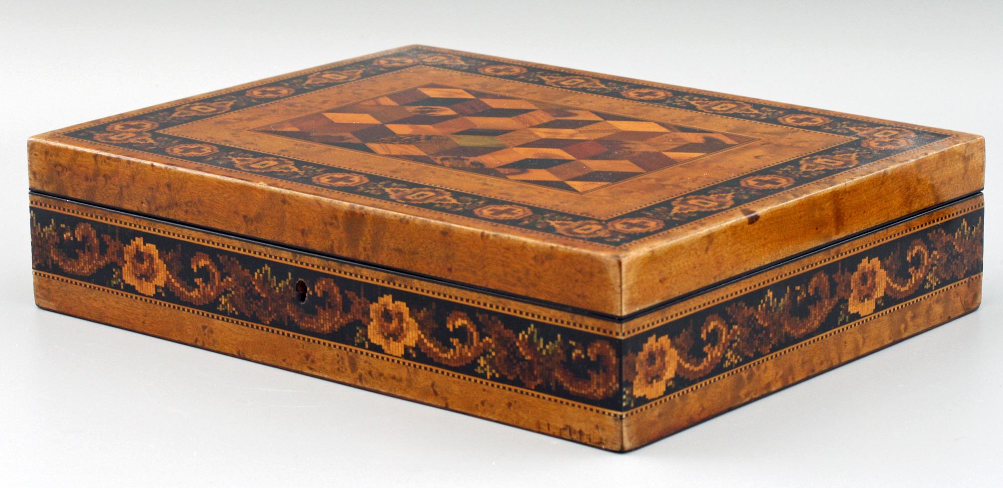 Thomas Barton Exceptional Tunbridge Ware Wooden Box, 19th Century 9