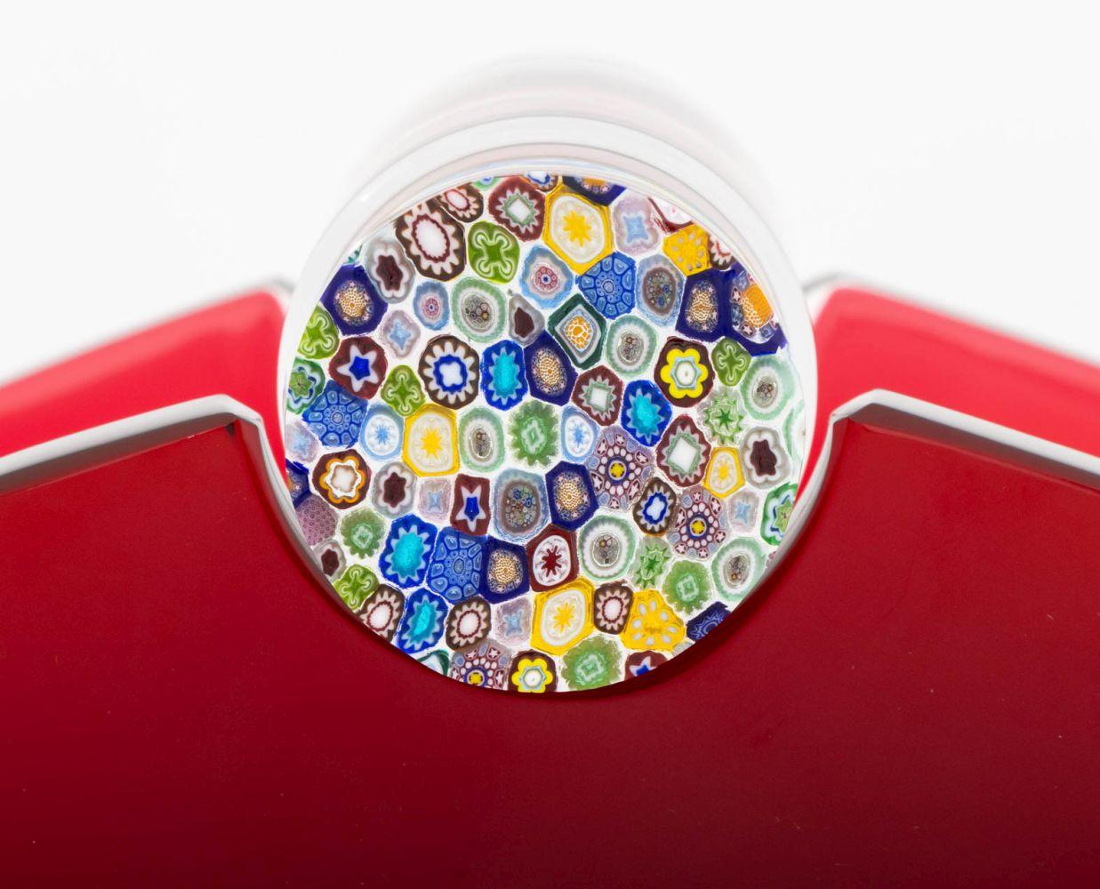 Thomas Bastide (francese, nato nel 1954) per Baccarat Vaso in vetro rosso e trasparente 