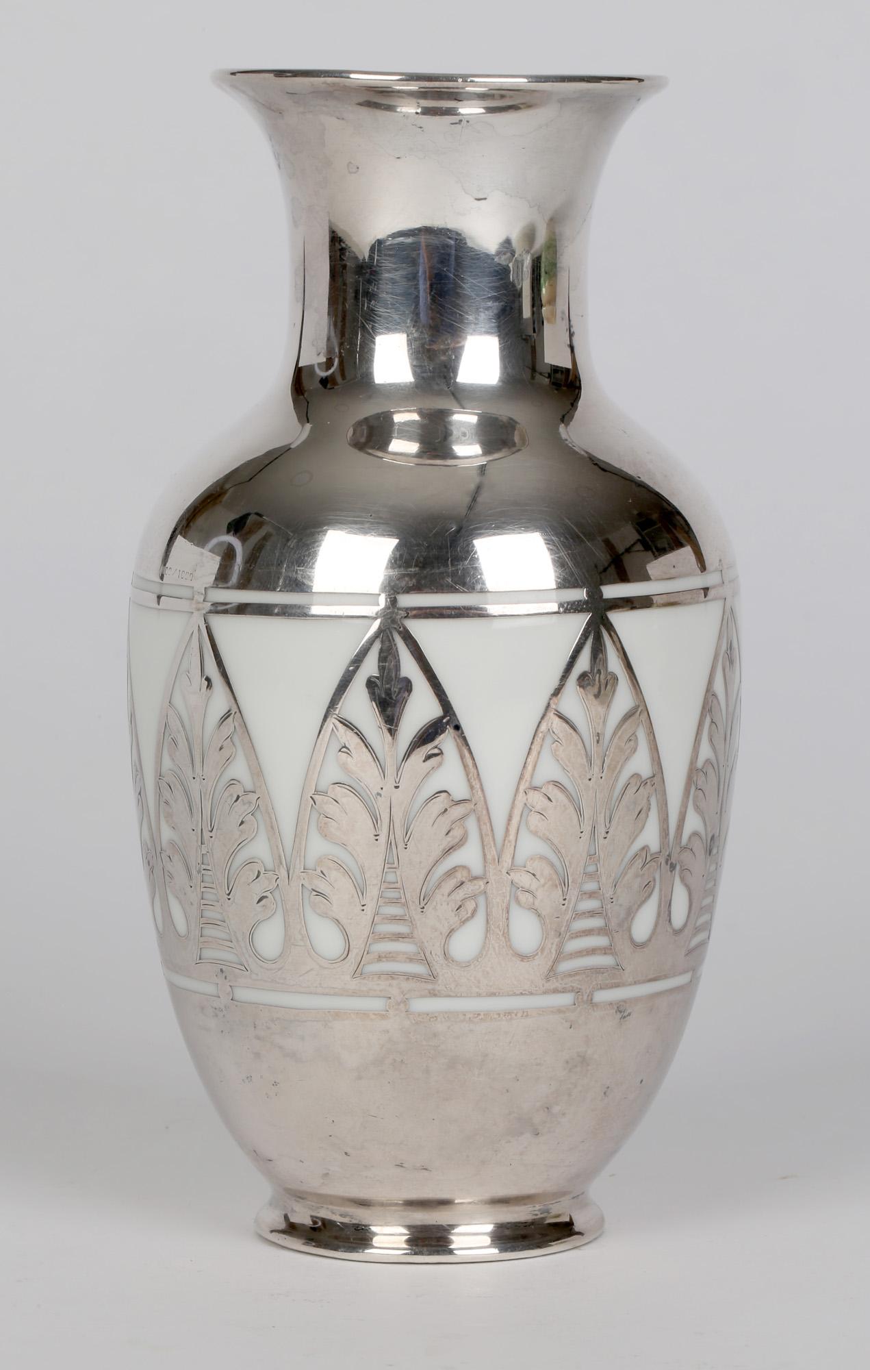 Thomas Bavaria Art Deco Silver Overlay Porcelain Vase  4