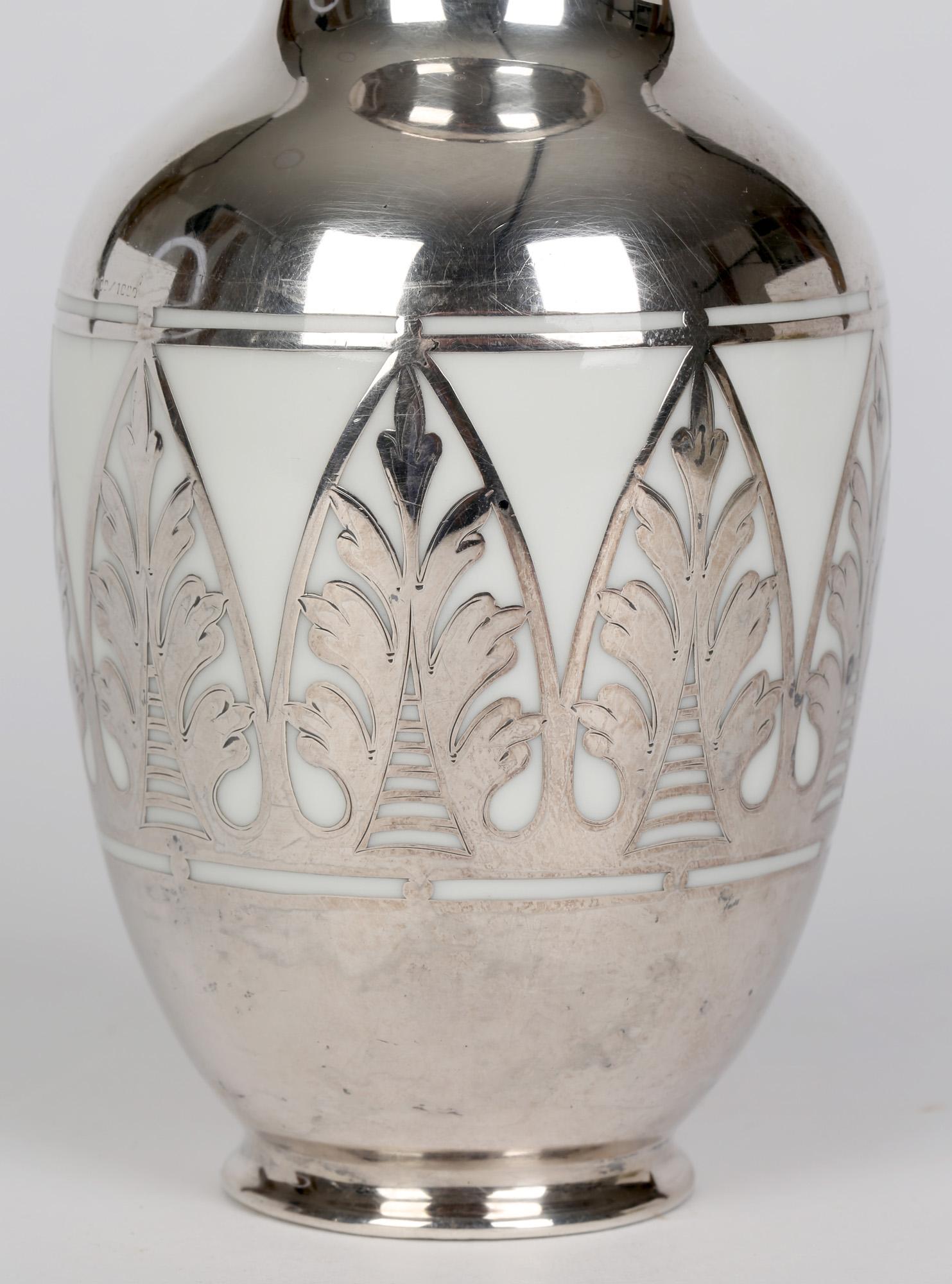 Thomas Bavaria Art Deco Silver Overlay Porcelain Vase  5