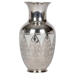 Thomas Bavaria Art Deco Silver Overlay Porcelain Vase 